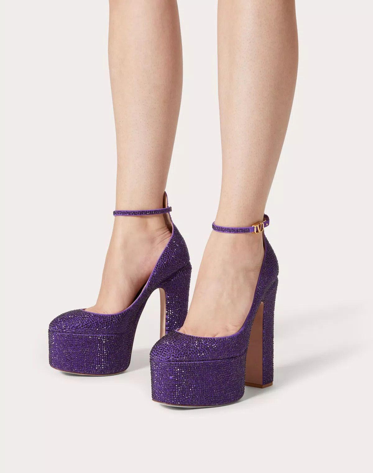 Valentino o1s1wg111125 Tan-Go Pumps Sandals With Crystals in Purple Size US 5.5 / IT 35.5 - 6 Thumbnail