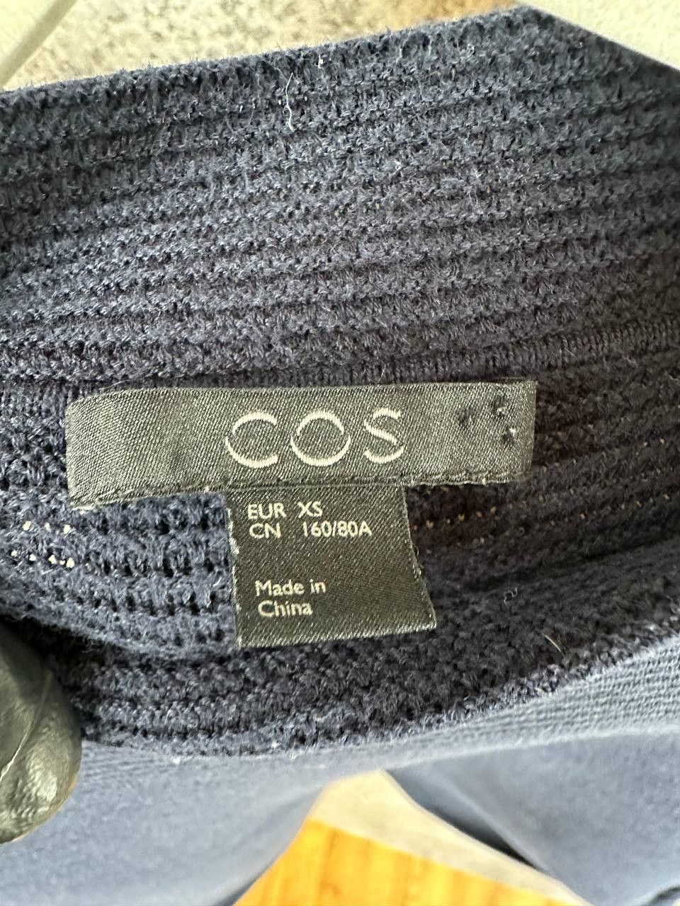 Cos COS Textured Cotton Mock Neck Ribbed Knit Sweater Navy Size XS / US 0-2 / IT 36-38 - 10 Thumbnail