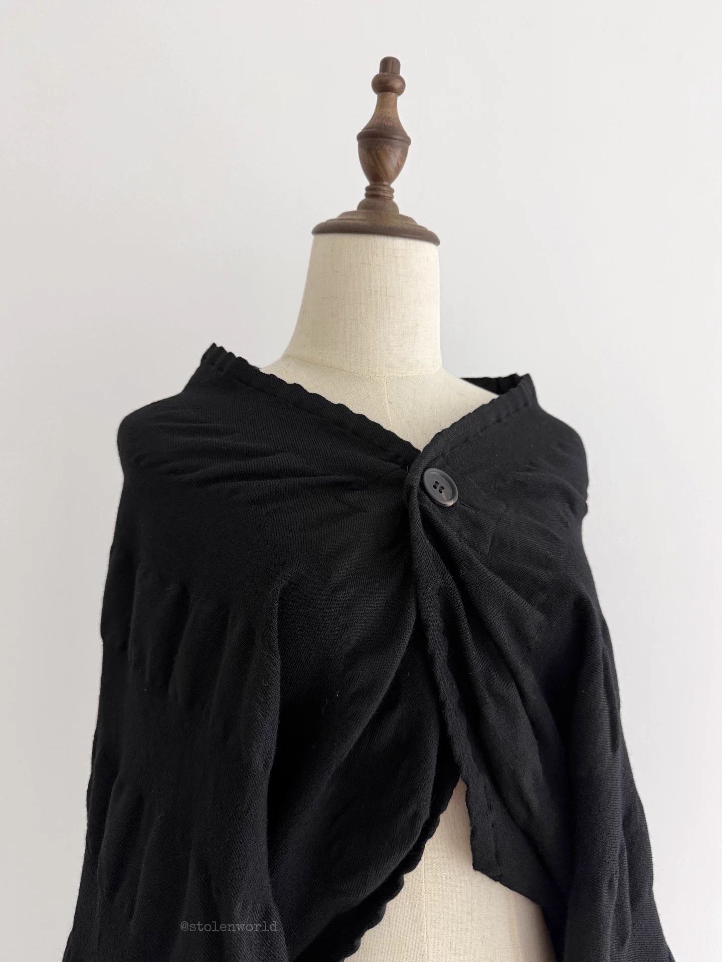 Y's Y's Red Label Batwing Gathered Wool Cape-like Jacket Size M / US 6-8 / IT 42-44 - 3 Thumbnail