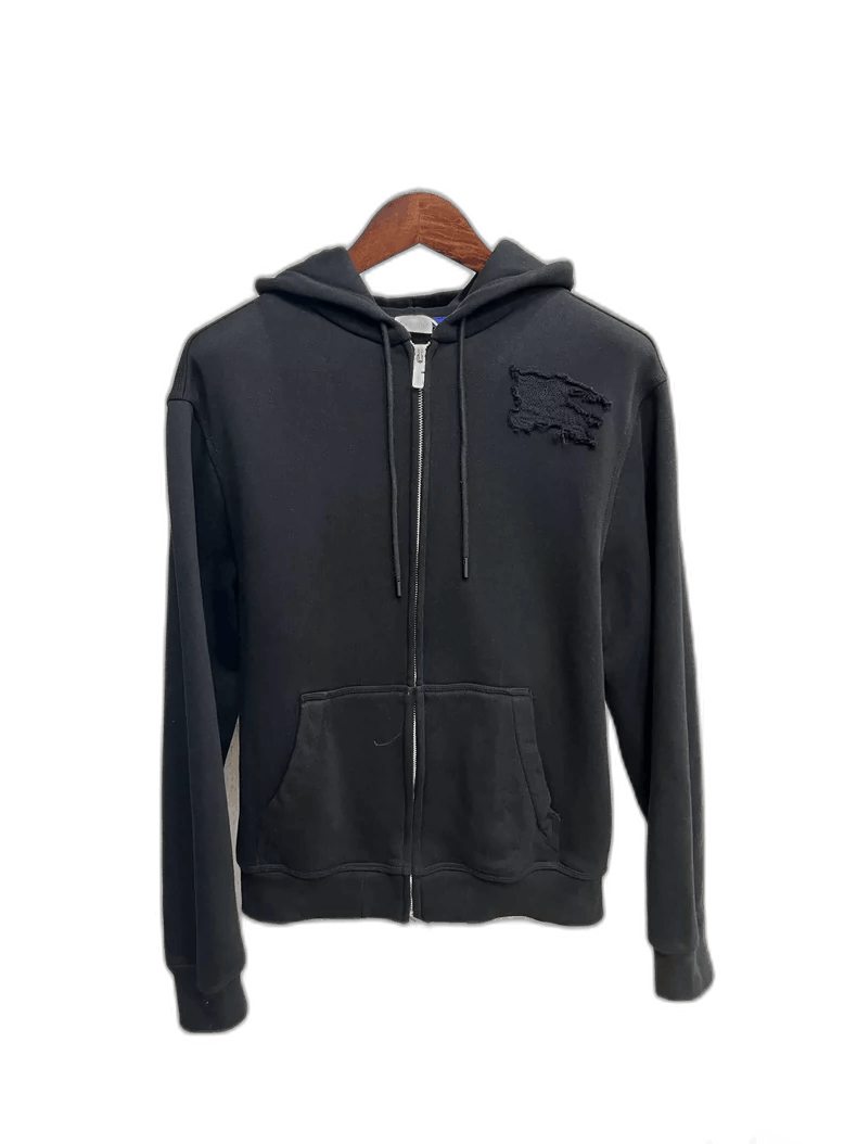 Burberry Black Zip-Up Hoodie with Logo