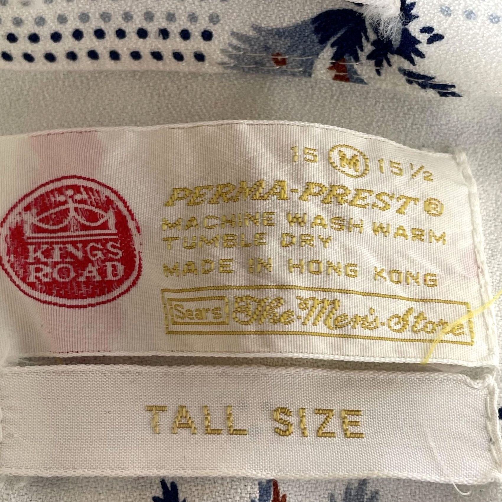 Sears VINTAGE Sears Kings Road Shirt Mens Medium Tall White Floral Polyester 70s Size US L / EU 52-54 / 3 - 2 Thumbnail