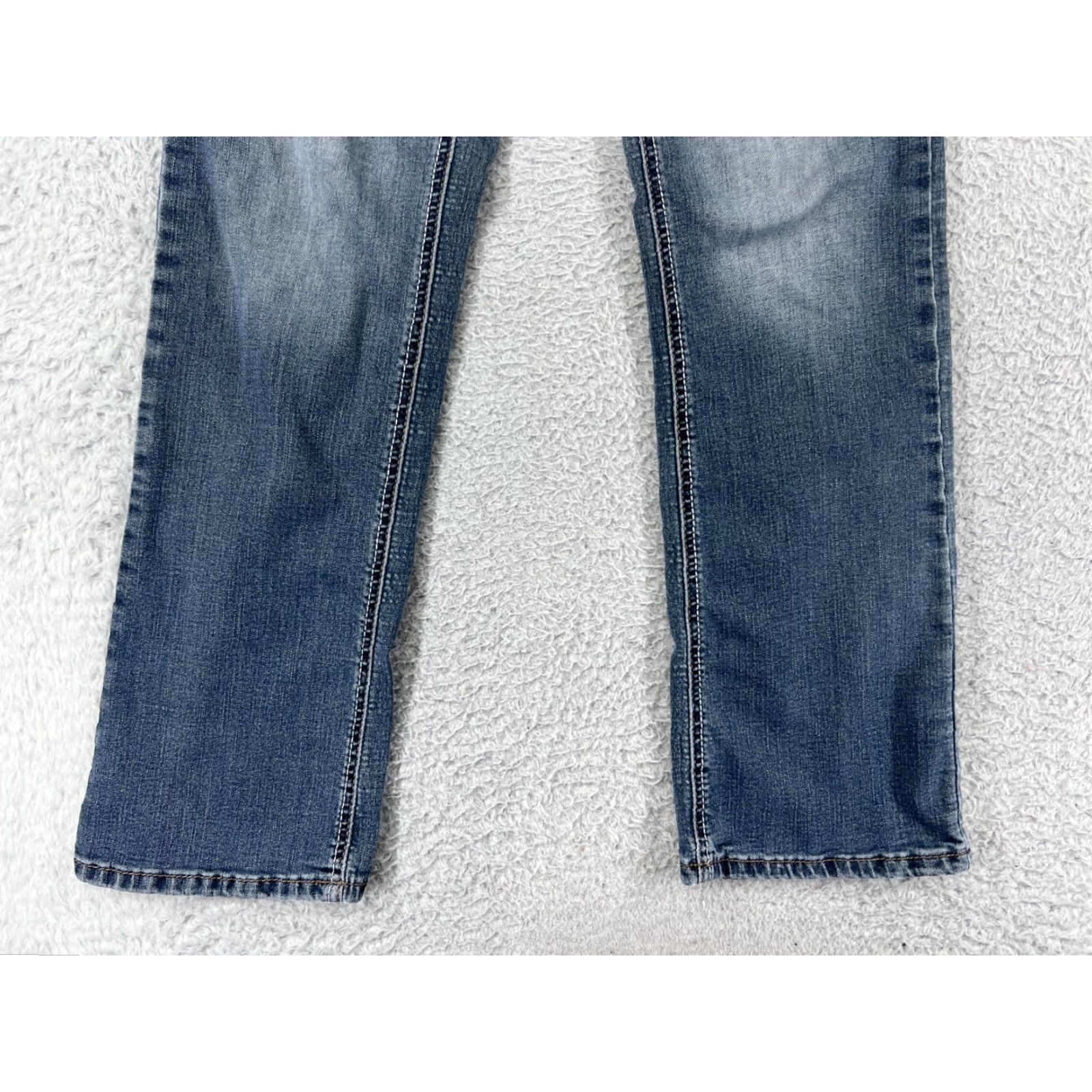 Vintage Earl Jean Jeans Women 25 Blue Denim Slim Boot Medium Wash Low Rise Embroidered Pants Size 42" / US 20 - 5 Thumbnail