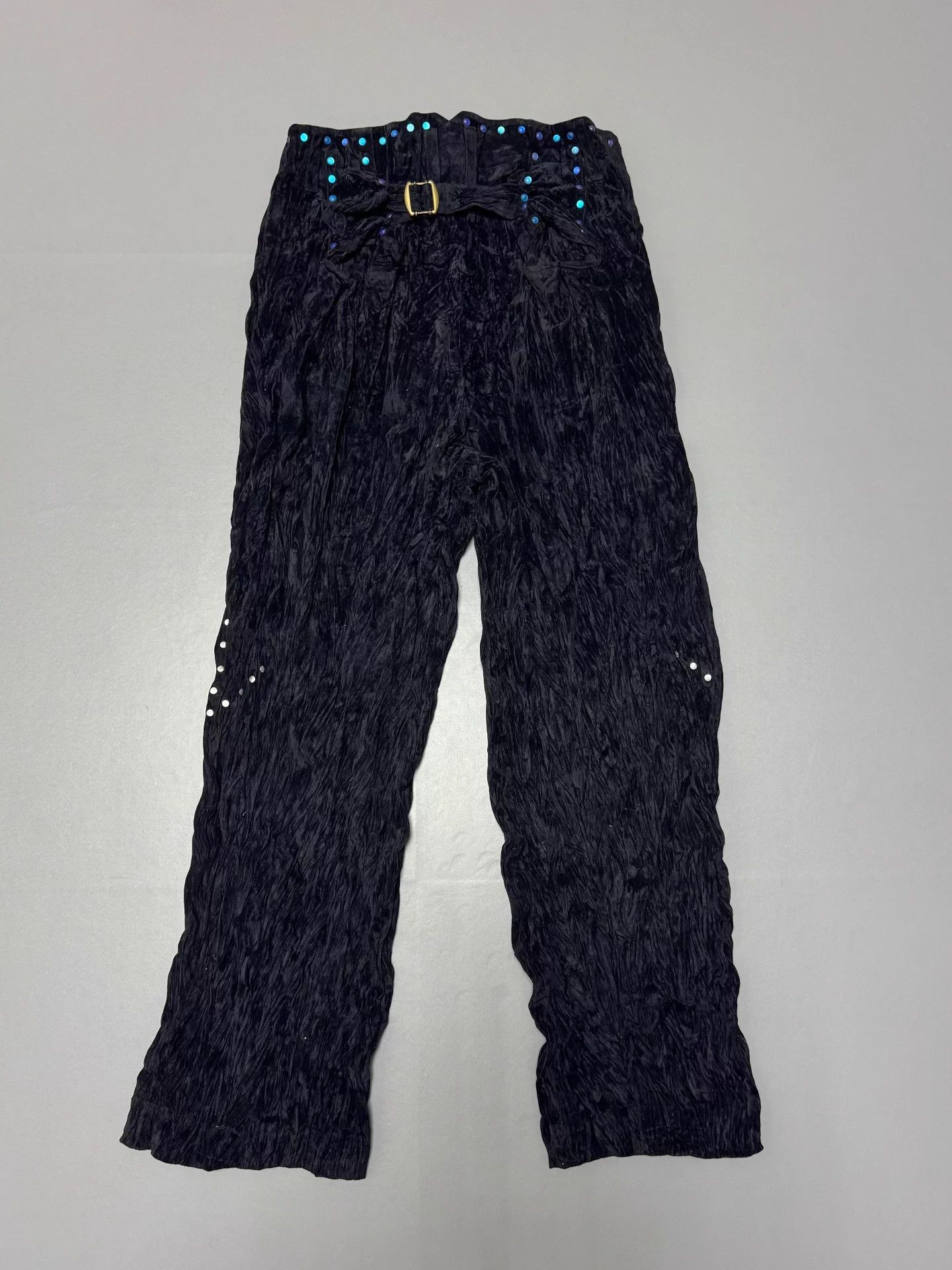 Issey Miyake Black Textured Pants with Studded Belt Detail Size US 32 / EU 48 - 1 Thumbnail