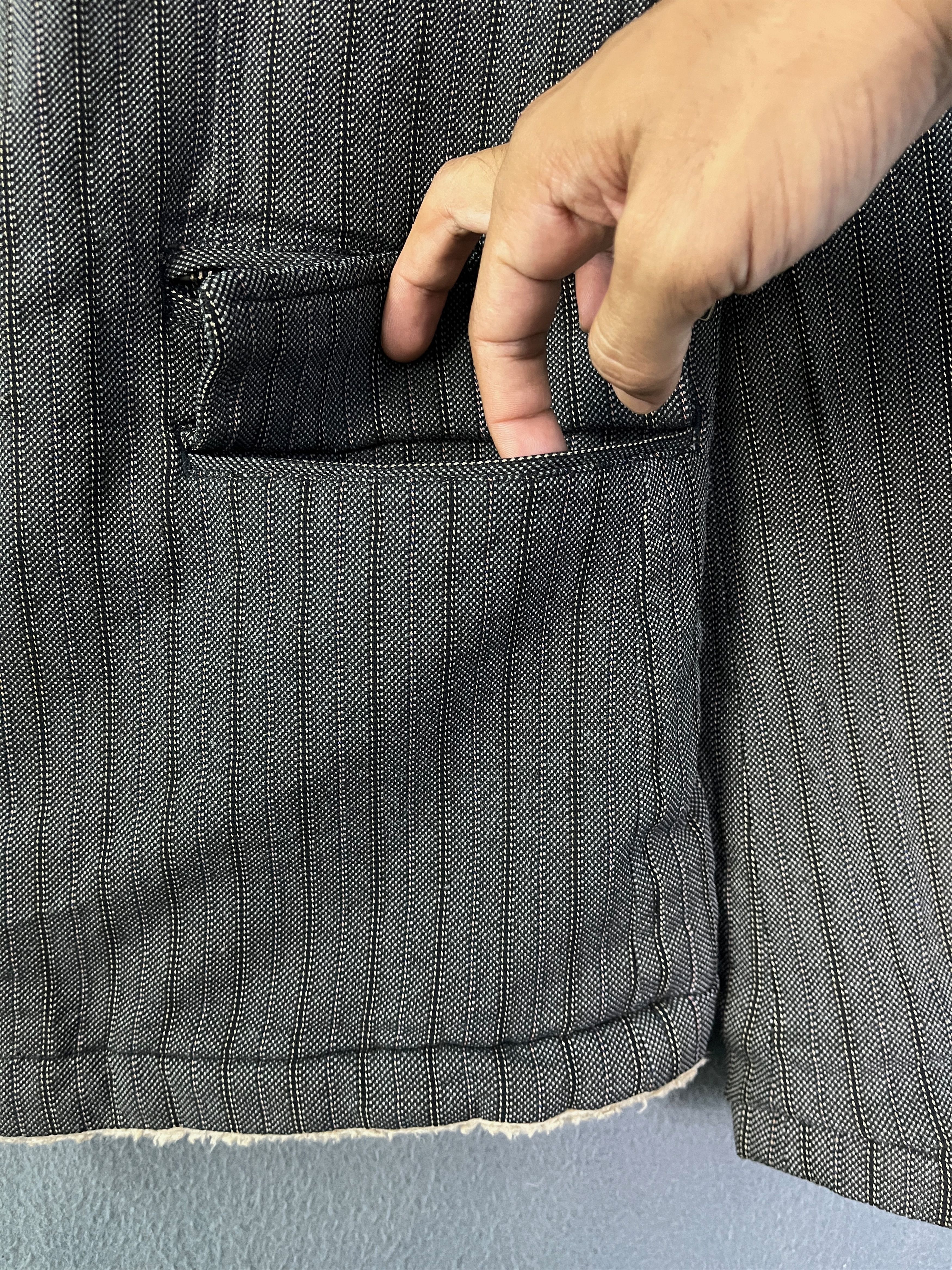 Comme des Garcons Homme CDG Homme AW2005 Sherpa Deep Pile Pinstripes Jacket Size US L / EU 52-54 / 3 - 8 Thumbnail
