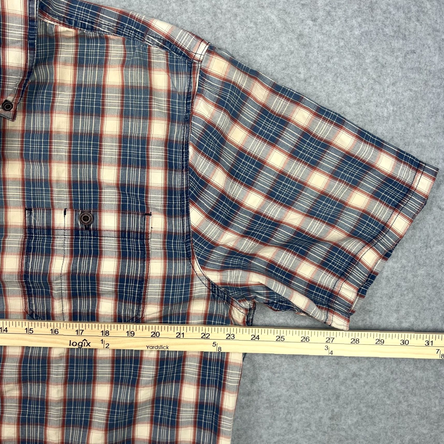 Vintage Schmidt Workwear Shirt Mens Large Blue Red Plaid Button Up Short Sleeve Outdoor Size US L / EU 52-54 / 3 - 2 Thumbnail