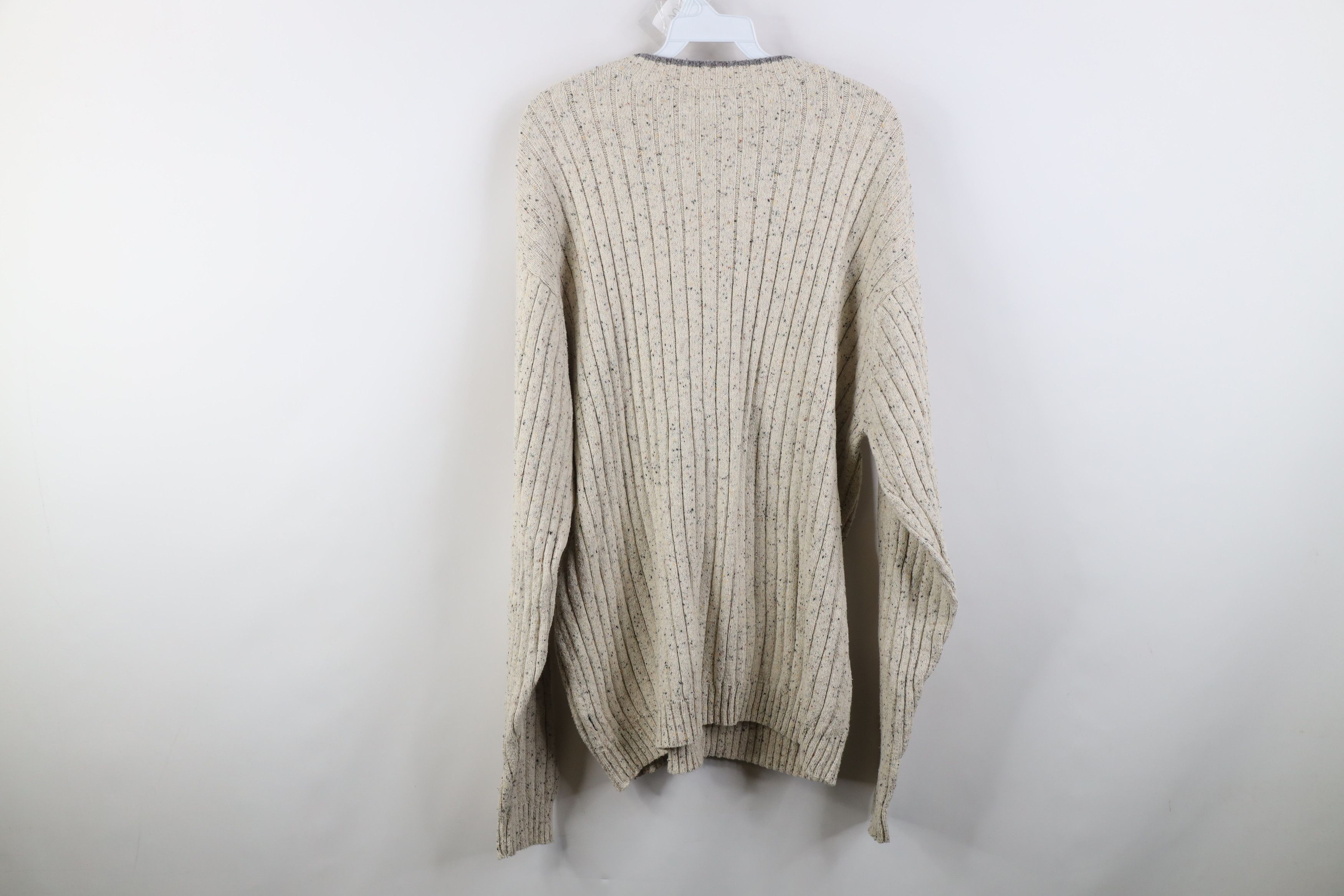 Vintage Vintage 90s Streetwear Fleck Ribbed Knit V-Neck Sweater Size US L / EU 52-54 / 3 - 8 Thumbnail