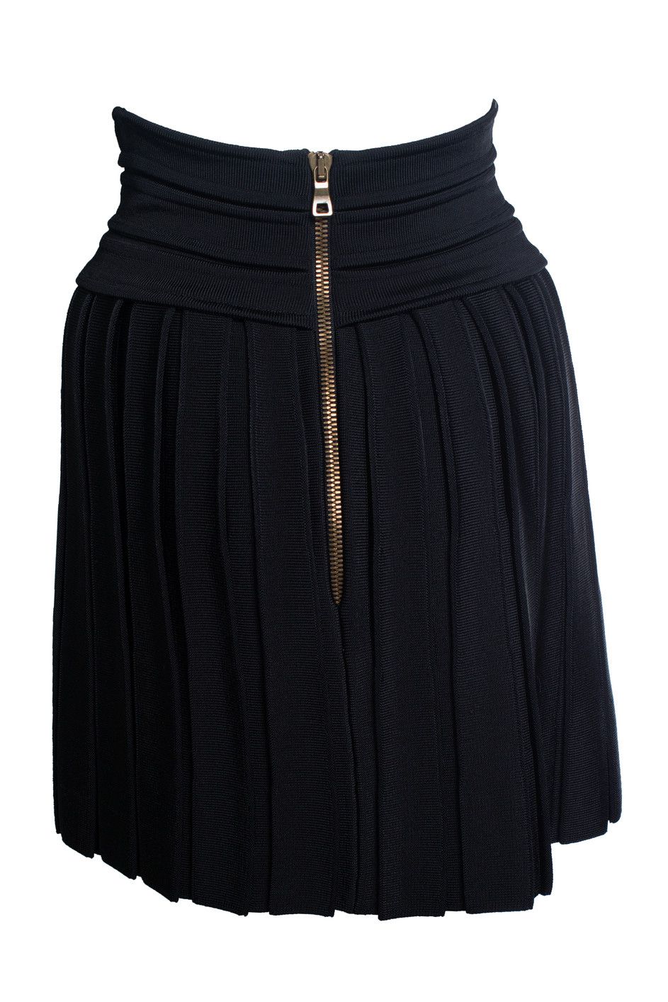 Balmain Balmain, pleated body con skirt in black Size 27" / US 4 / IT 40 - 3 Thumbnail