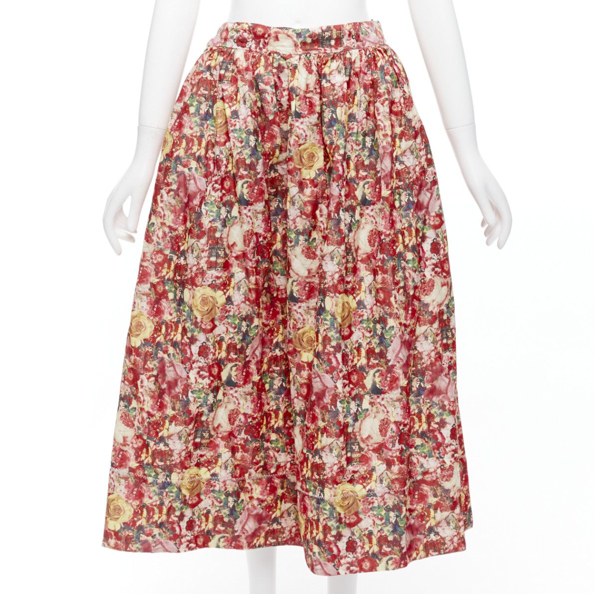 image of Marni Pink Yellow Portrait Cartoon Floral Print Wrap Waist Balloon Skirt It38 Xs, Women's (Size 26)