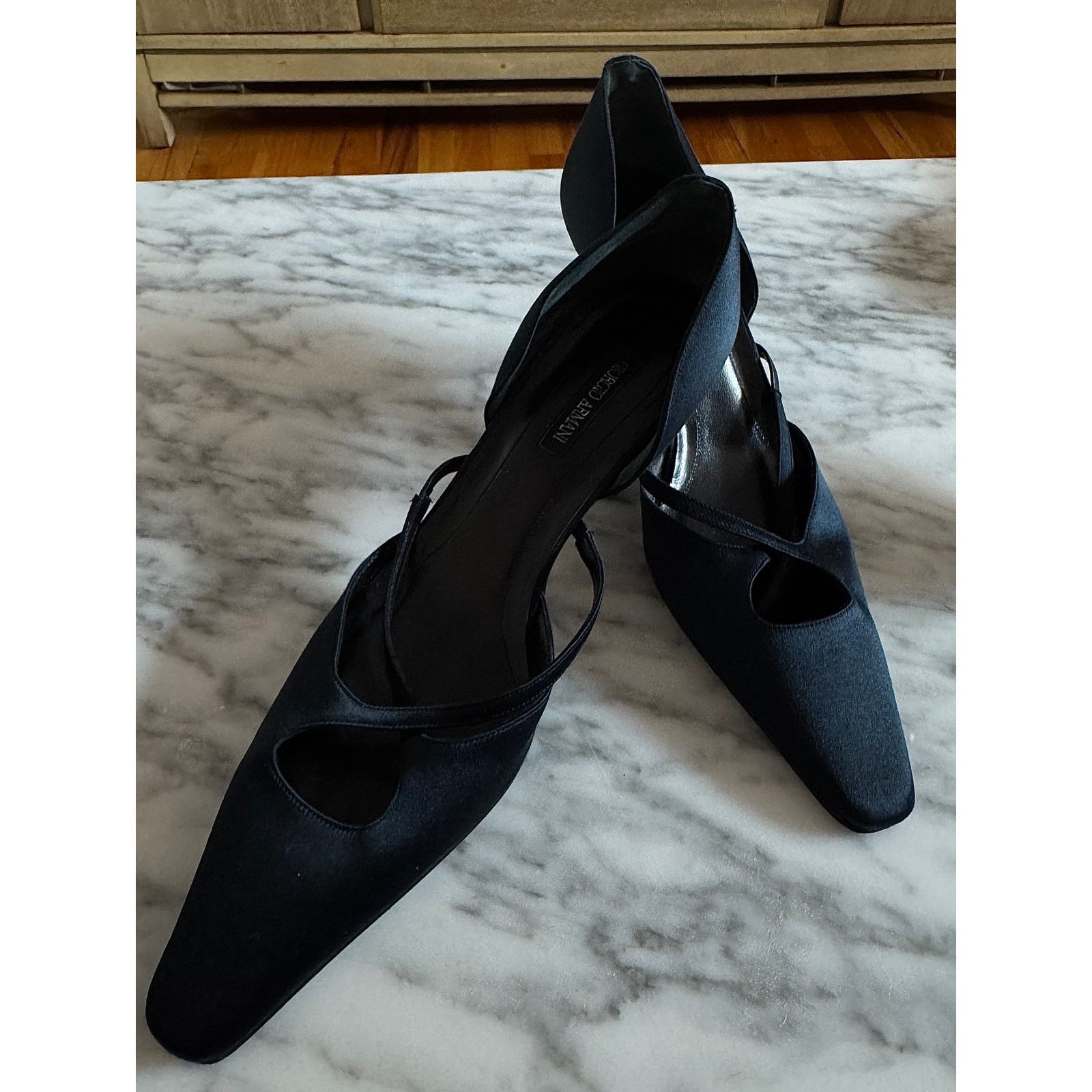Giorgio Armani Satin ankle-strap pumps Black