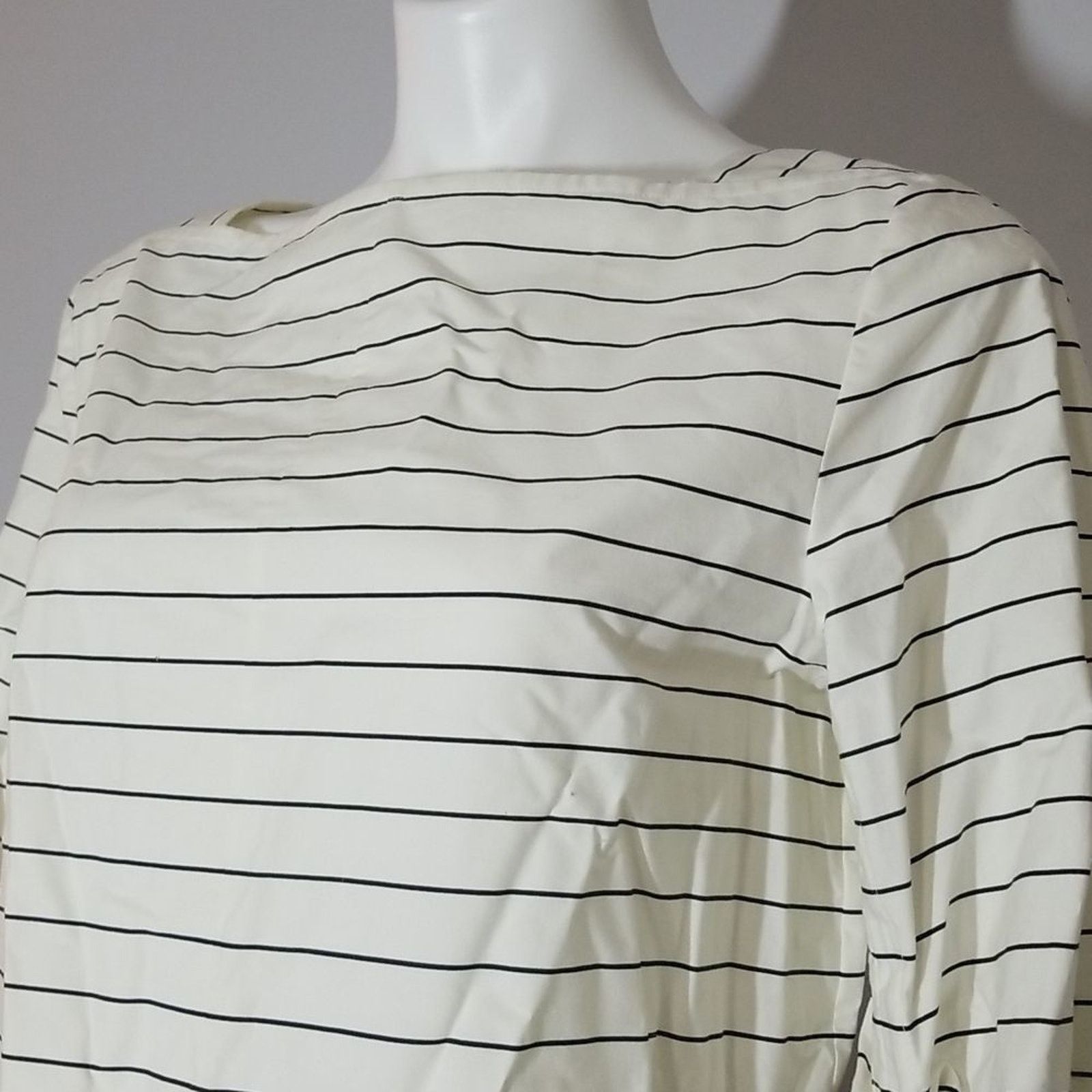 Tibi Tibi Ivory Striped Poplin Cotton Long Sleeve Blouse Size S / US 4 / IT 40 - 3 Thumbnail