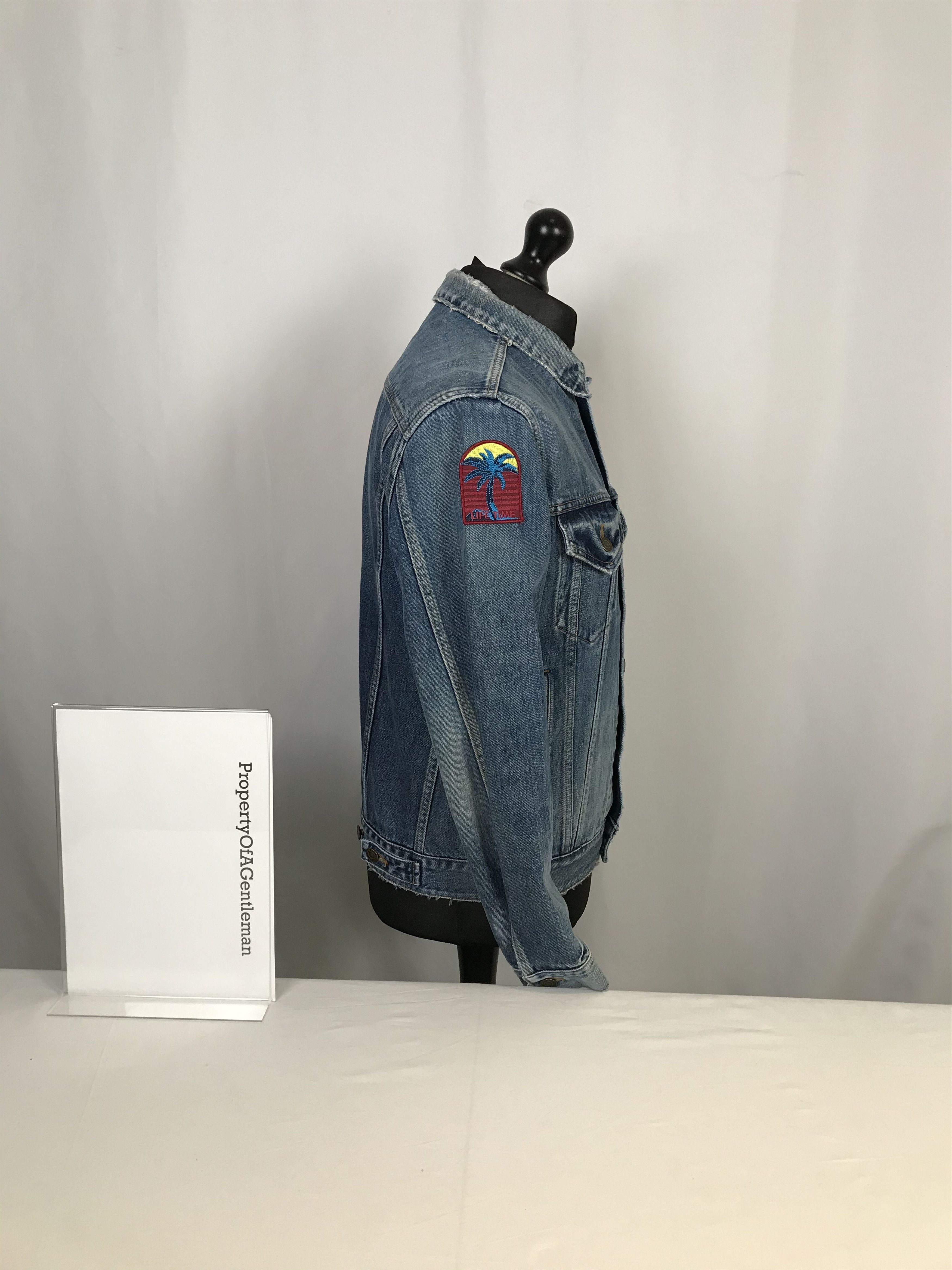 Denim Jacket with Palm Tree Shoulder Patch Menswear