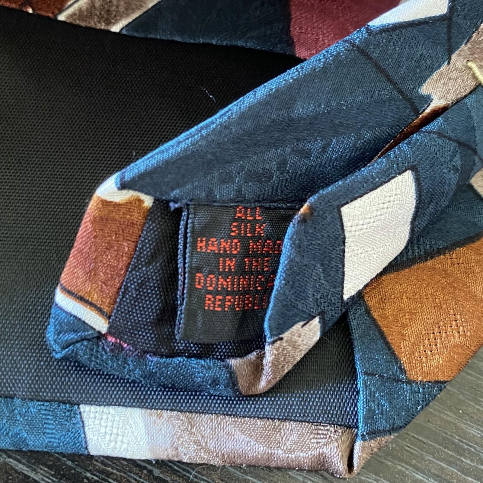 Other 100% All Silk NeckTies Vintage Cocktail Geometric Pattern Size ONE SIZE - 9 Thumbnail