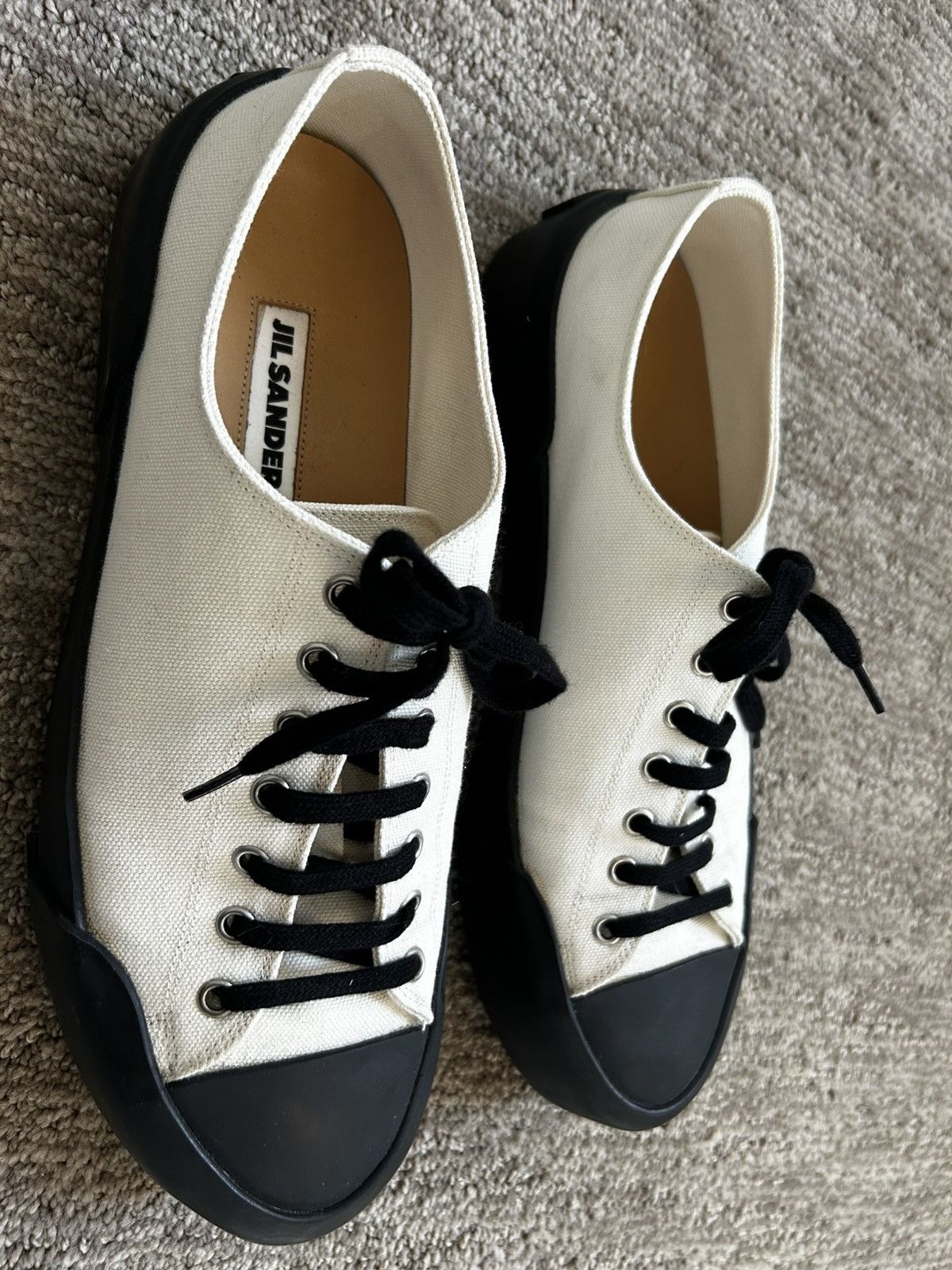 Jil Sander Jill Sander Canvas White and Black Sneakers Size US 10 / EU 43 - 4 Thumbnail