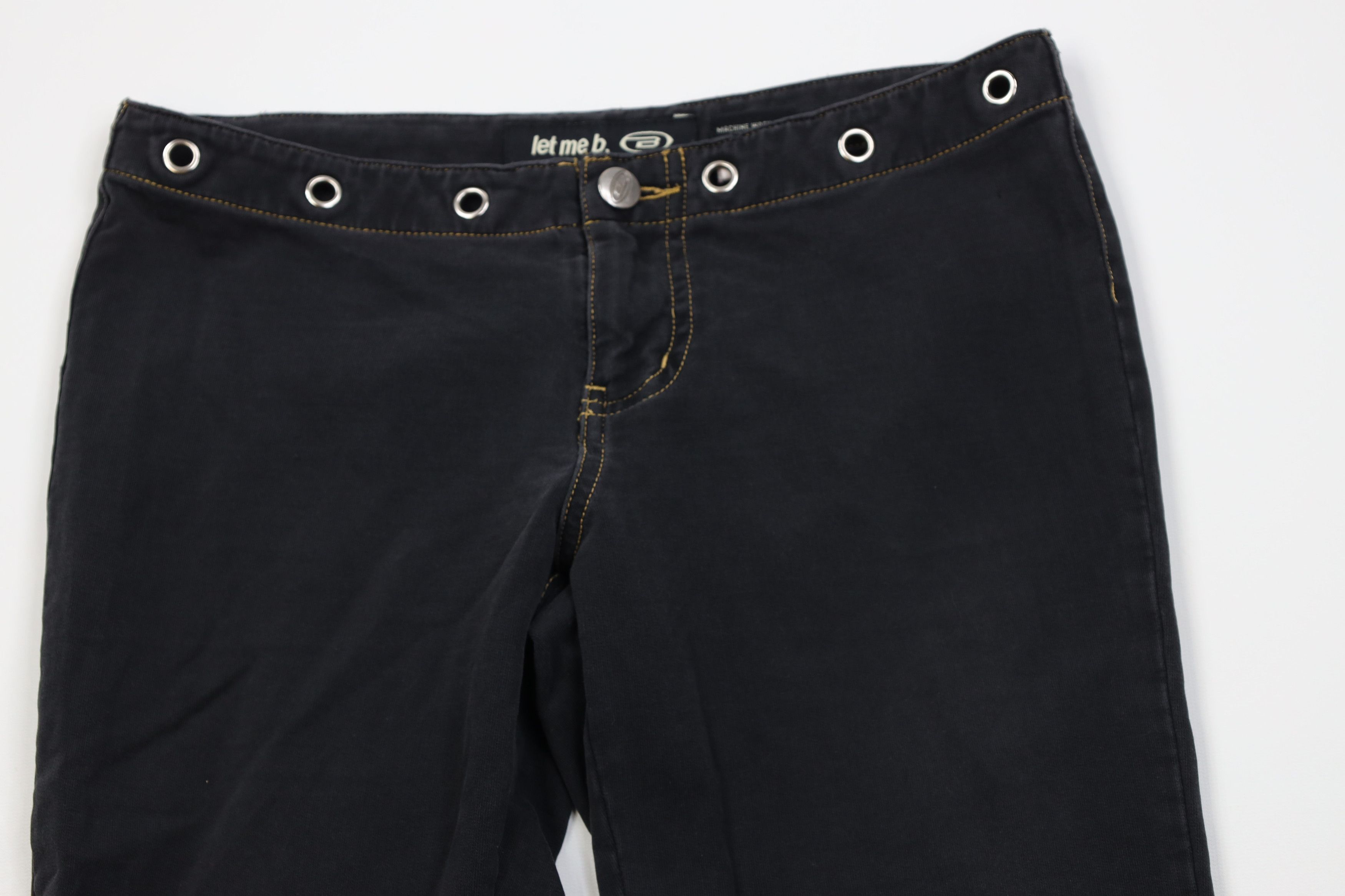 Vintage Vintage 90s Y2K Streetwear Ribbed Knit Rivet Pants Black Size 27" / US 4 / IT 40 - 2 Thumbnail