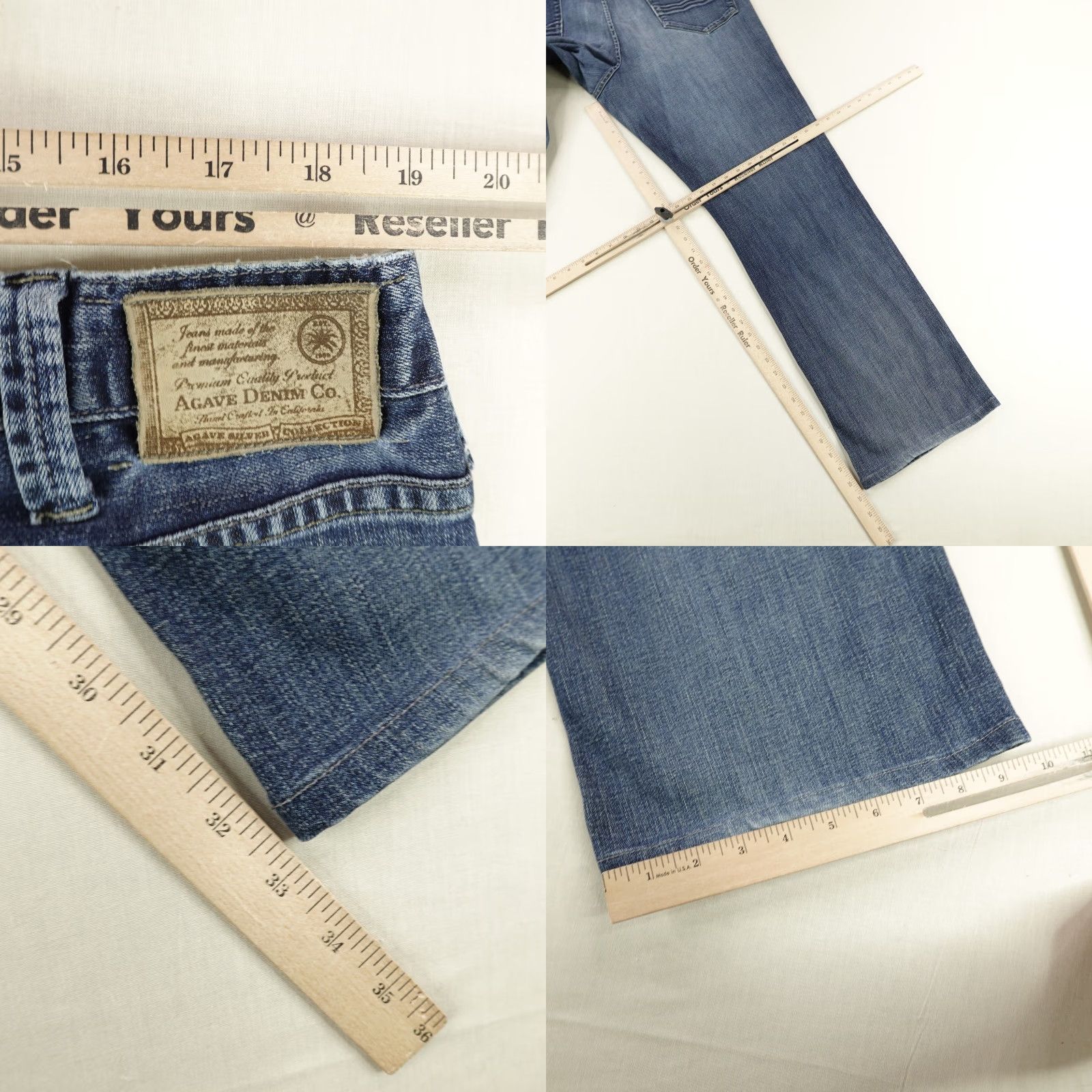 Vintage Agave Jeans Mens 40 Blue Denim Straight Relaxed USA Pragmatist Nirvana Flex Cotton Polyester Spandex Stretch Pockets ZIP 32in Inseam Size US 40 / EU 56 - 8 Thumbnail