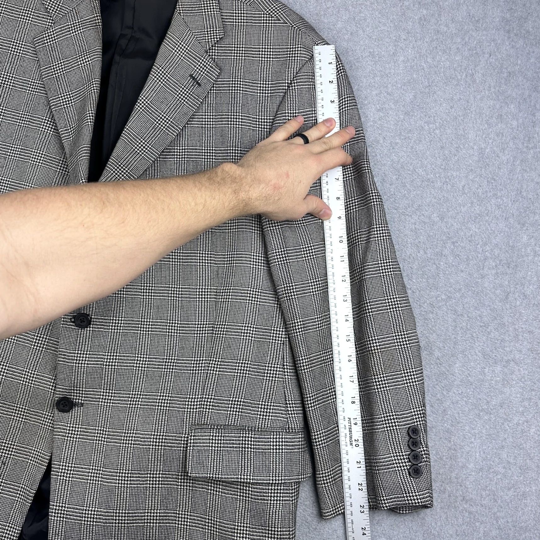 Nordstrom VINTAGE John W. Nordstrom Loro Piana Blazer Mens 48R Gray Plaid Cashmere 3 Button Coat Size 48R - 3 Thumbnail
