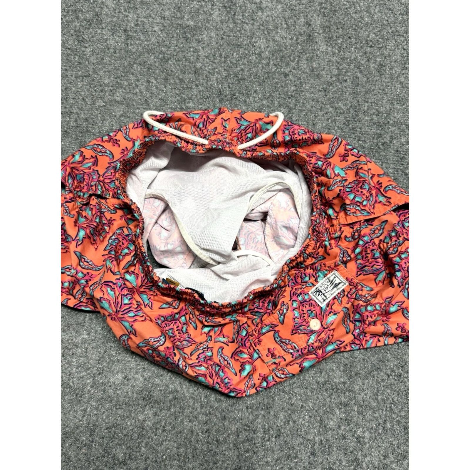 Polo Ralph Lauren VINTAGE Polo Ralph Lauren Swim Shorts Trunks Mens S Orange Lined 100% Polyester Polo Pony Beach Classic Logo Size US S / EU 44-46 / 1 - 3 Thumbnail