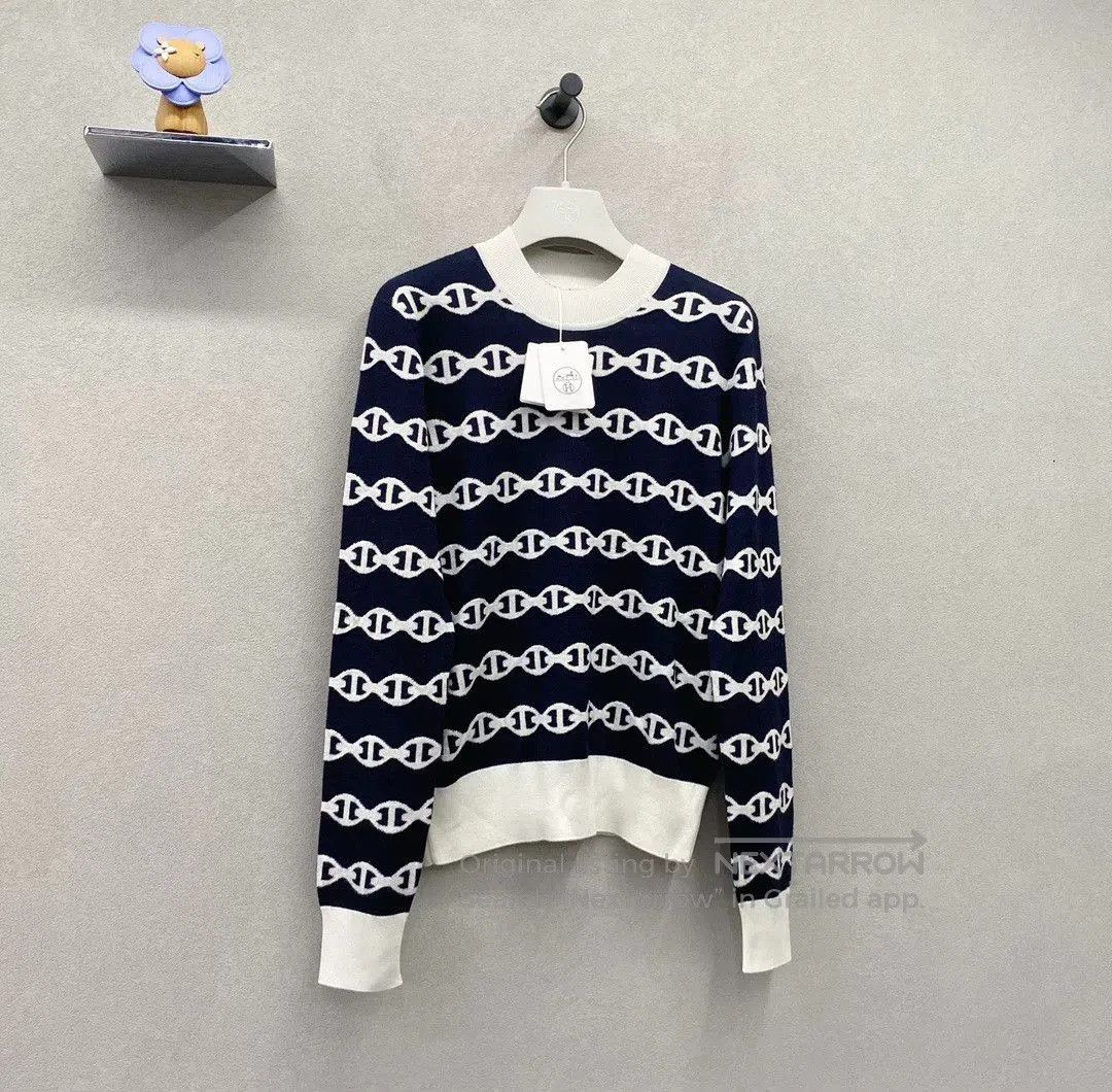 Hermes Hermes Blue Black Intarsia Crewneck Sweater. Size US S / EU 44-46 / 1 - 4 Thumbnail
