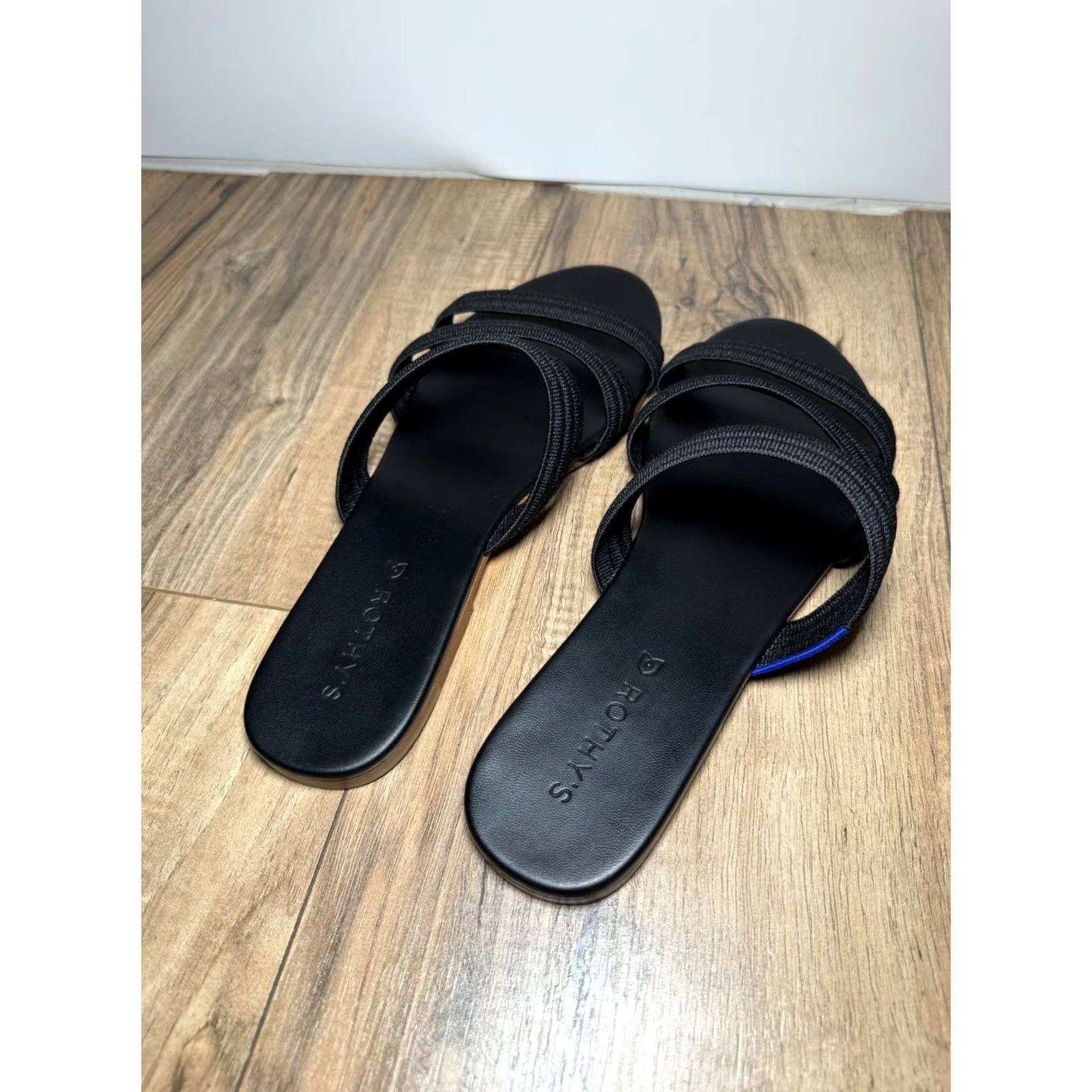 Rothy's ROTHYS Triple Bands Black Strappy Slide Sandals Retired Flats Size 10 Size US 10 / IT 40 - 3 Thumbnail