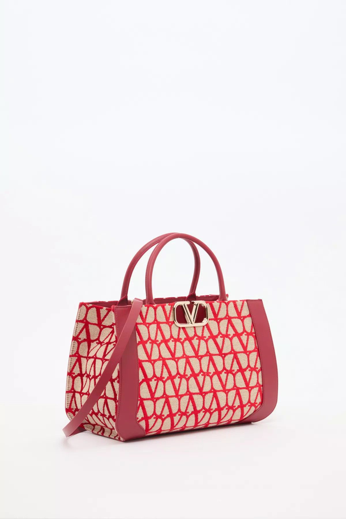 Valentino oc11z0725 Size:OS/Medium Toile Iconographe Handbag in Red Size ONE SIZE - 2 Thumbnail