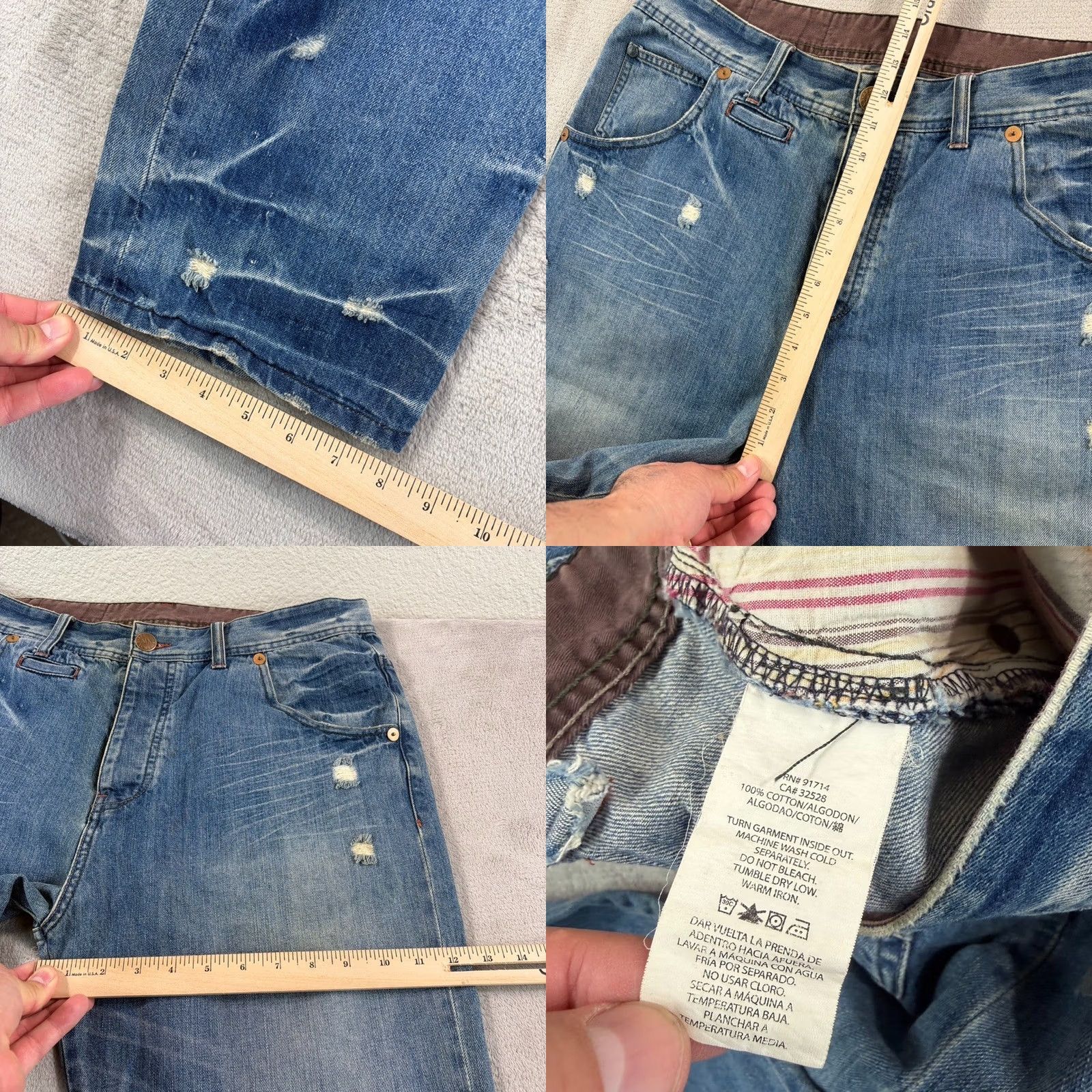 Armani Exchange VINTAGE Armani Exchange Jeans Mens Blue Wash Denim 34x32 Distressed Size US 34 / EU 50 - 8 Thumbnail