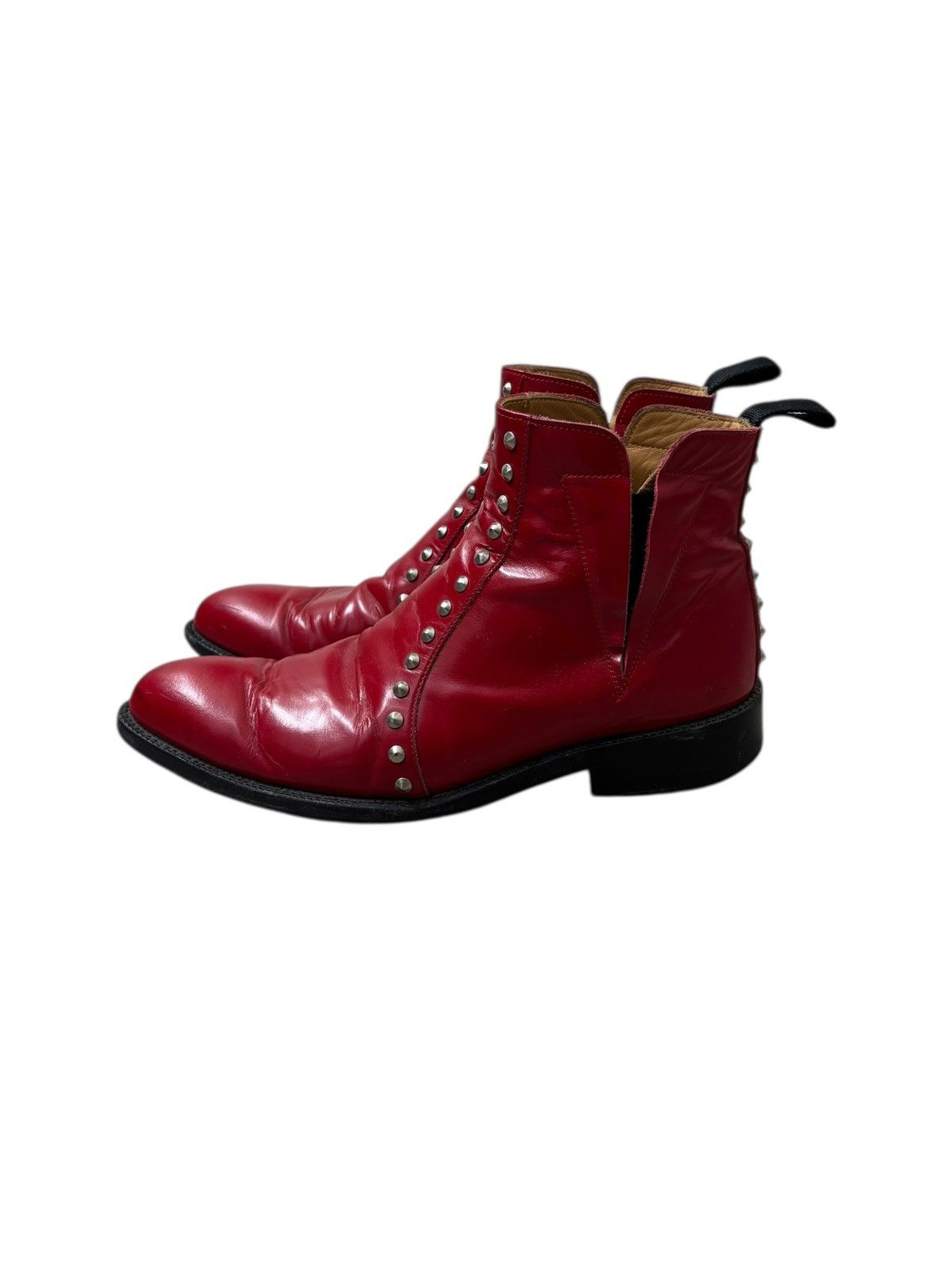 Comme des Garcons Homme Plus AW00 studded red pull on boots Size US 8 / EU 41 - 3 Thumbnail