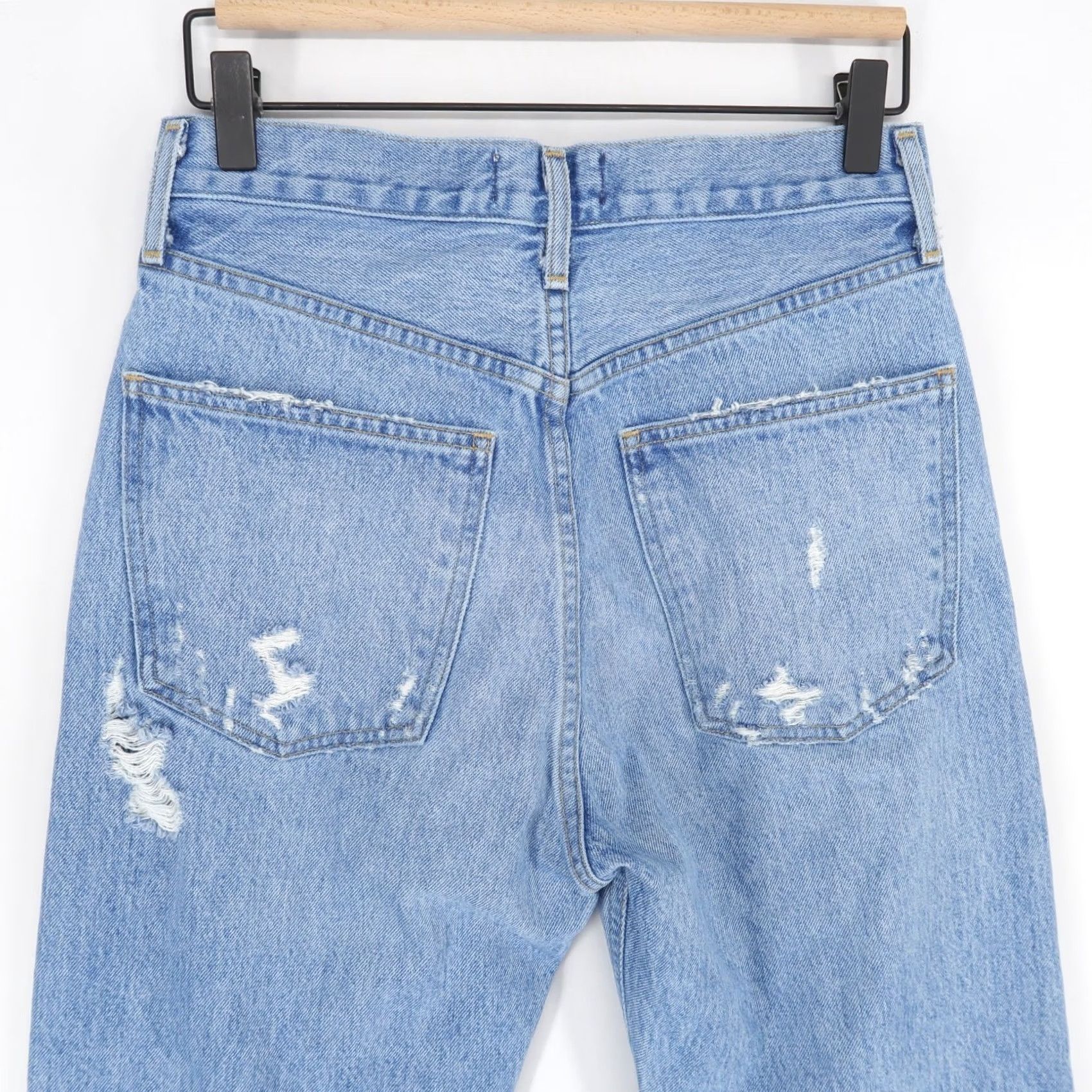 Agolde AGOLDE Jeans 25 Blue High Rise Loose Fit Distressed Button Fly 90s Womens Jeans Accessories/Denim Rise: High Womens 90s Distressed Blue Jeans Size 42" / US 20 - 4 Thumbnail