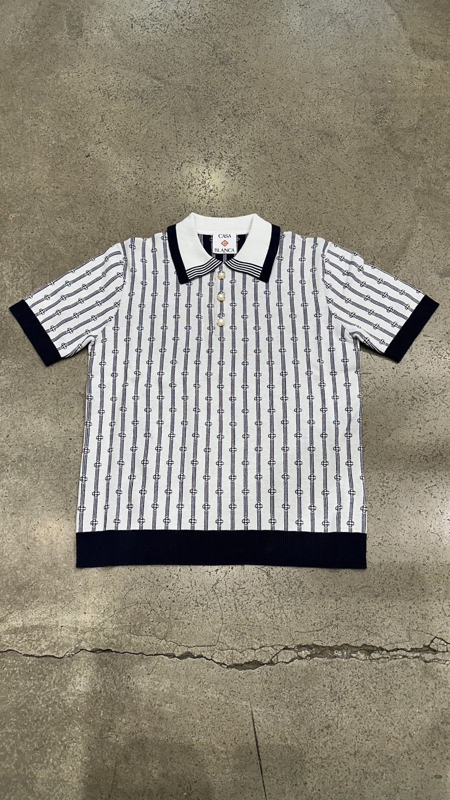 Casablanca CASABLANCA - Monogram Polo Navy Size US M / EU 48-50 / 2 - 1 Thumbnail