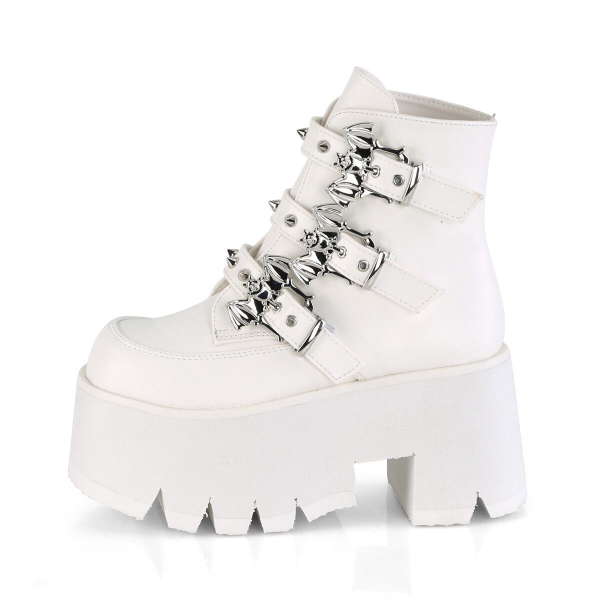 Demonia Cult DEMONIA Ashes 55 White Matte Bat 3.5" Platform Heel Combat G Size US 10 / IT 40 - 1 Thumbnail