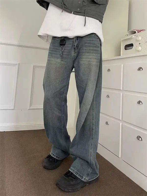 Japanese Brand Aizawa x Endo Men's light blue washed vintage straight jeans Size US 32 / EU 48 - 6 Thumbnail