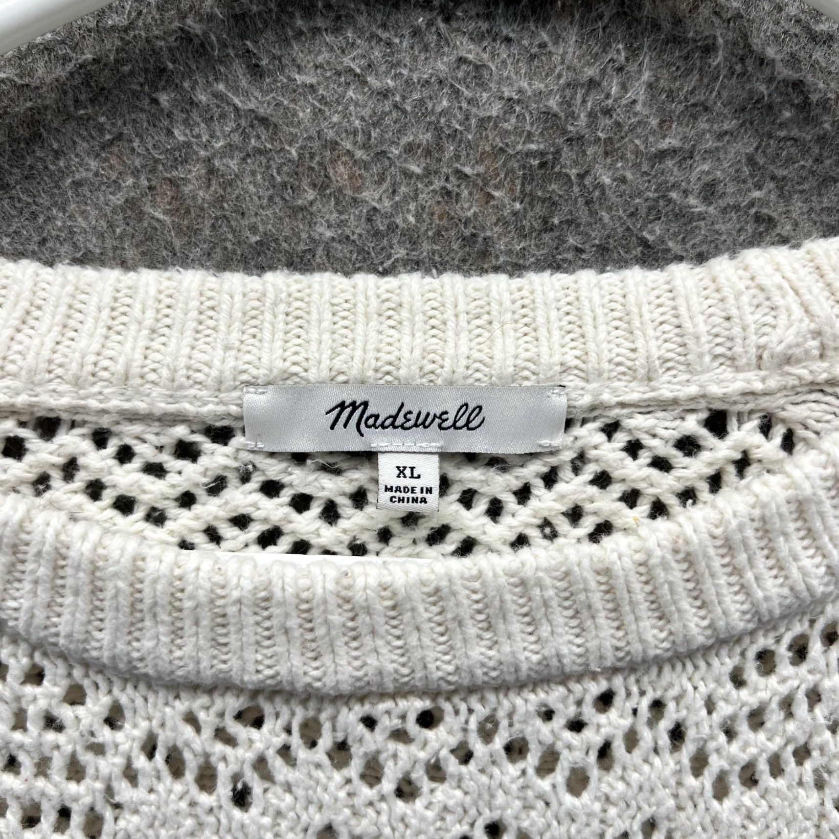 Madewell VINTAGE Madewell Sweater Womens XL White Pointelle Knit Short Sleeve Pullover Top Size XL / US 12-14 / IT 48-50 - 6 Thumbnail