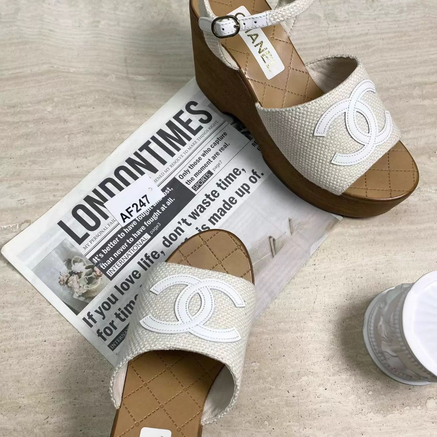 Chanel CHANEL 24P Wooden Clog Wedge Sandals 39C Unused Size US 8.5 / IT 38.5 - 4 Thumbnail