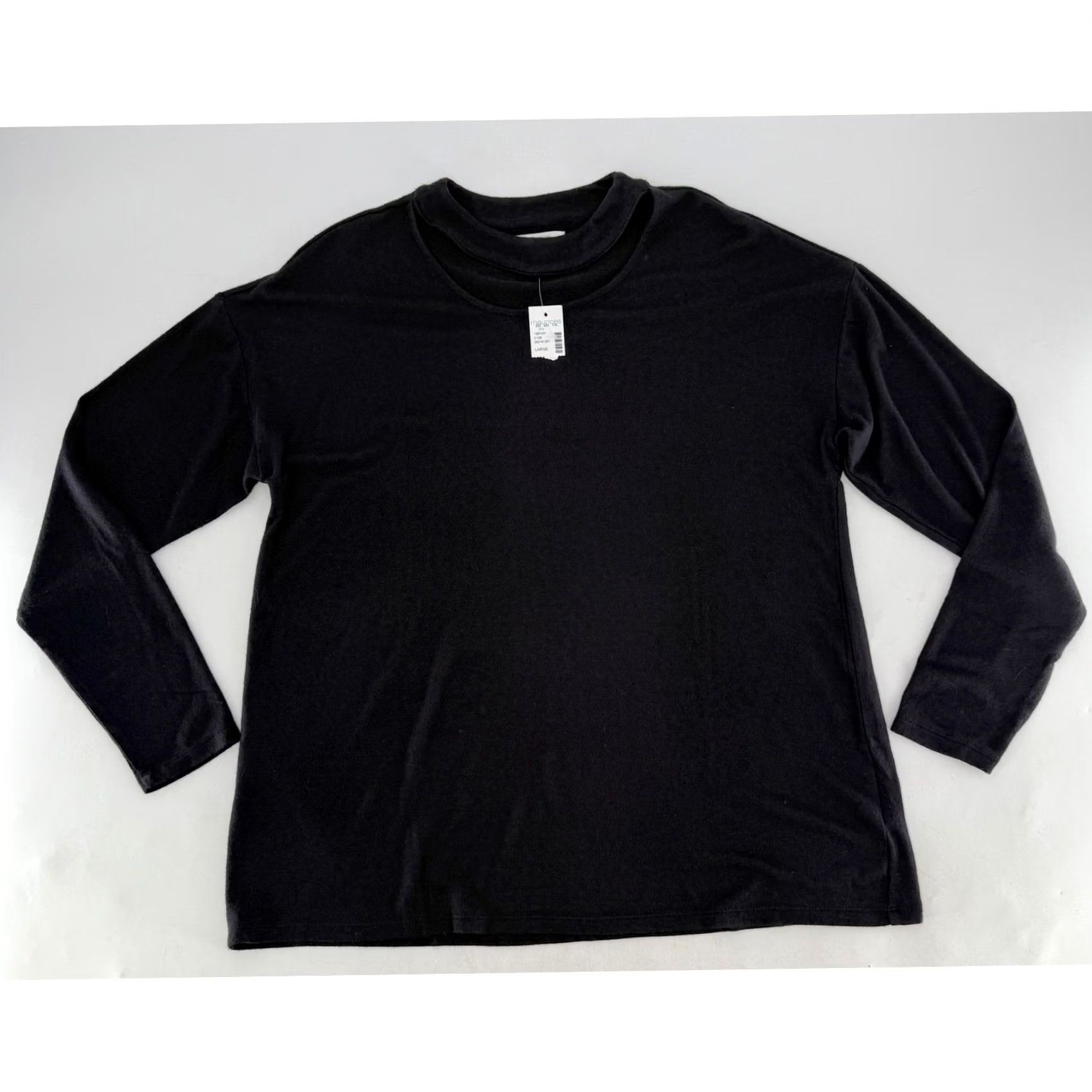 Vintage NWT Maurices Black Long Sleeve Top Cut Out Crew Neck Sweater Stretch Sz L Office Size L / US 10 / IT 46 - 4 Thumbnail