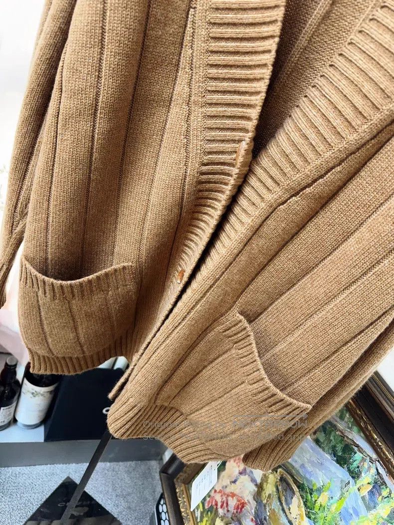 Loro Piana Loro Piana Camel Ribbed Cashmere Knit Cardigan Jacket Size S / US 4 / IT 40 - 3 Thumbnail