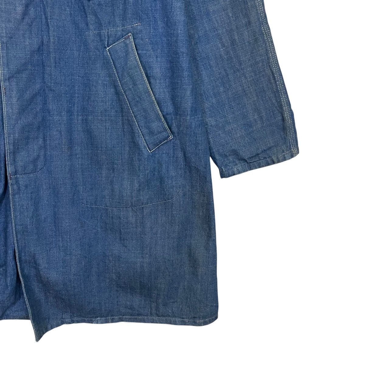 Blue Blue Japan × Indigo × Vintage Vintage 90s Blue Blue Japan Crazy Indigo Long Denim Jacket Size US L / EU 52-54 / 3 - 7 Thumbnail