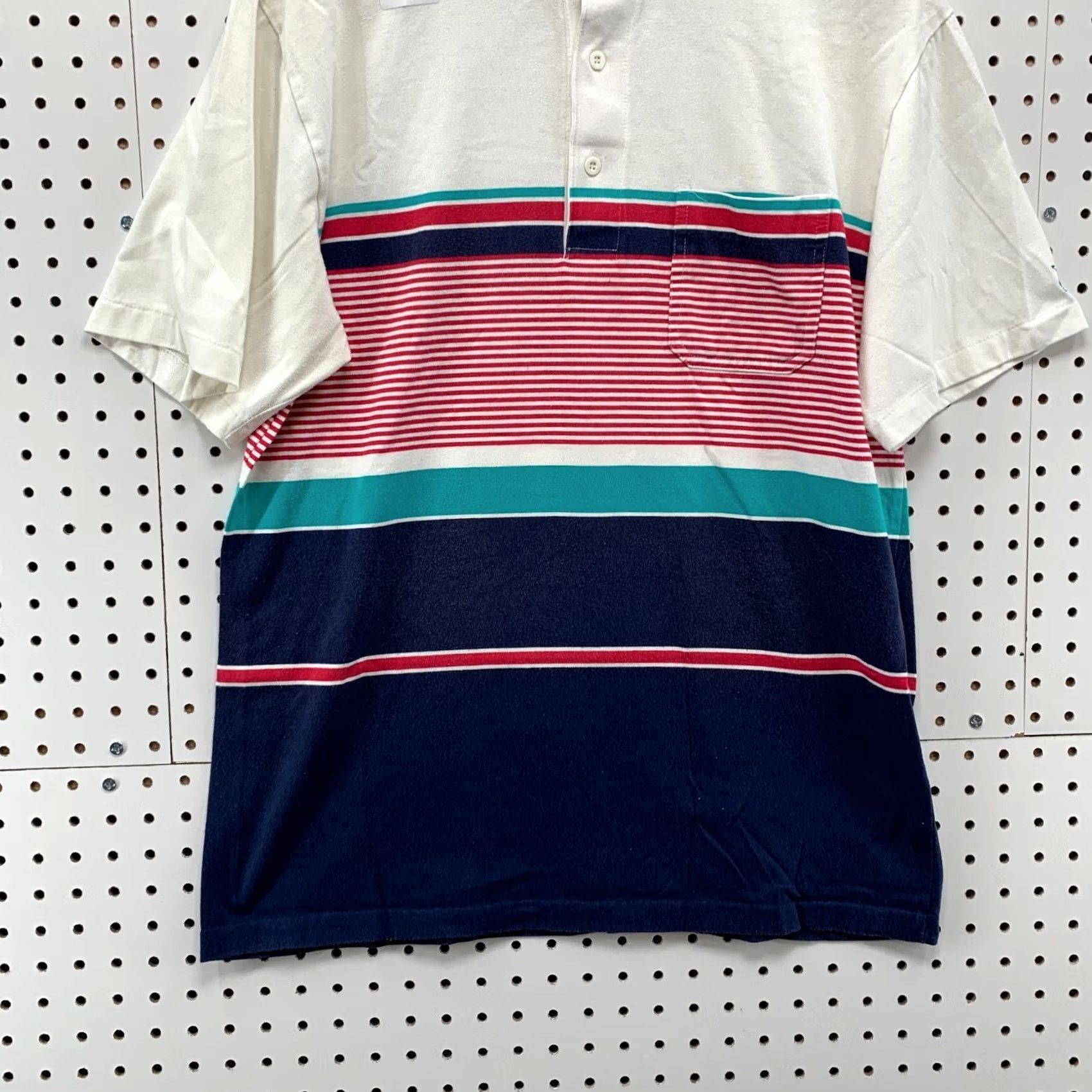 Vintage Knights Of Round Table Polo Shirt White Red Blue Striped Mens Large 21x28.5 Size US L / EU 52-54 / 3 - 6 Thumbnail