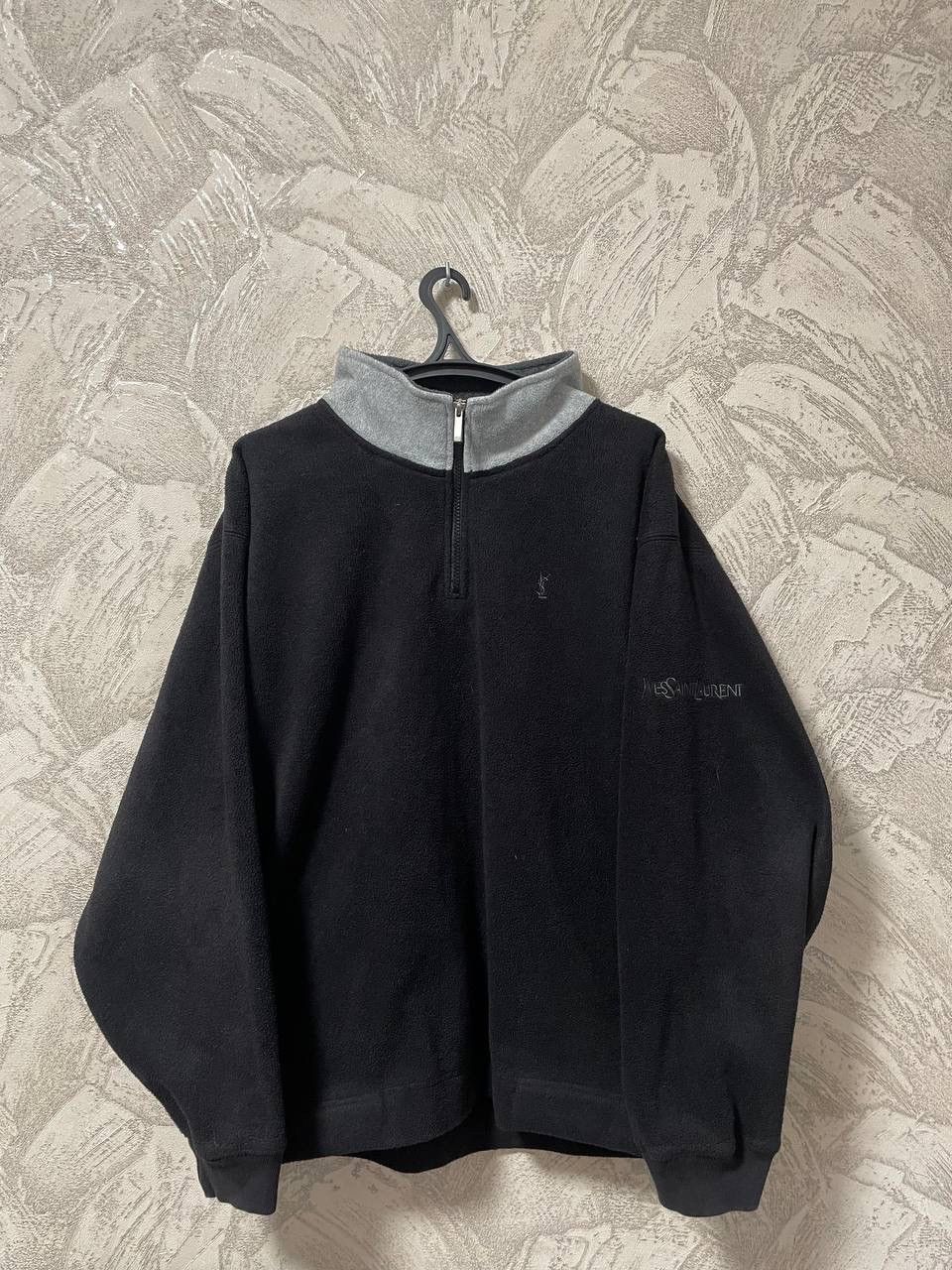 Yves Saint Laurent Fleece YSL Sweatshirt 1/4 Zip Black/Grey. Size US L / EU 52-54 / 3 - 1 Thumbnail