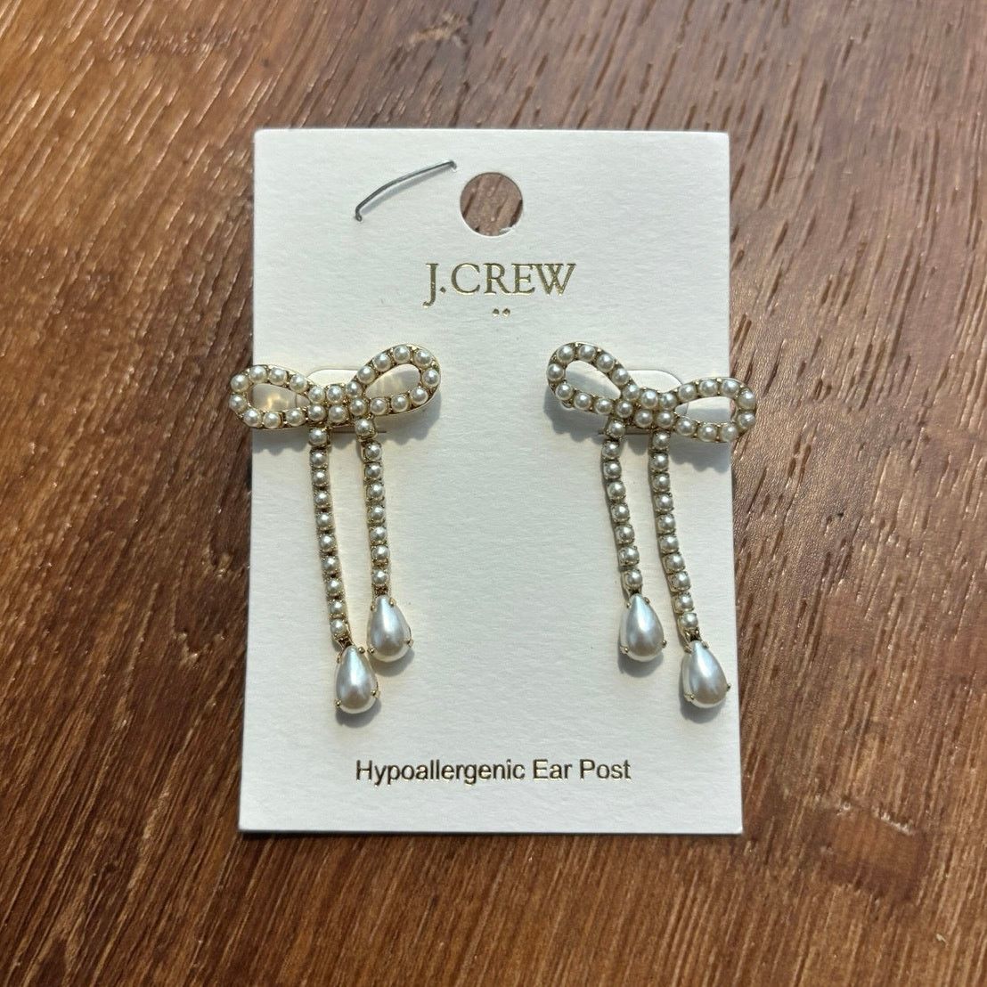 J.Crew NWT J.Crew Pearl Bow Earrings Gold Size ONE SIZE - 3 Thumbnail