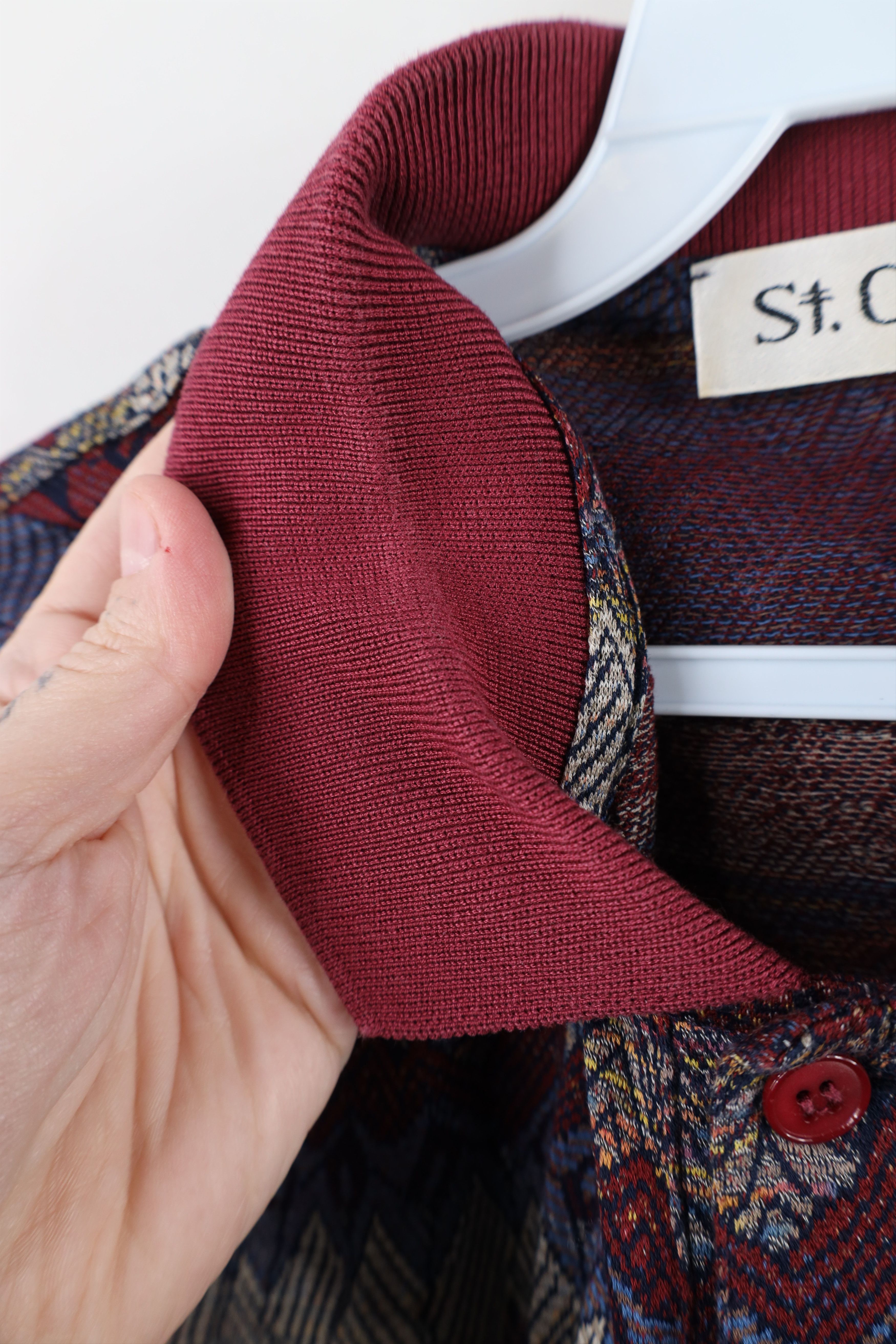 St. Croix × Vintage Vintage 90s St Croix Coogi Style Geometric Knit Polo Shirt Size US L / EU 52-54 / 3 - 5 Thumbnail
