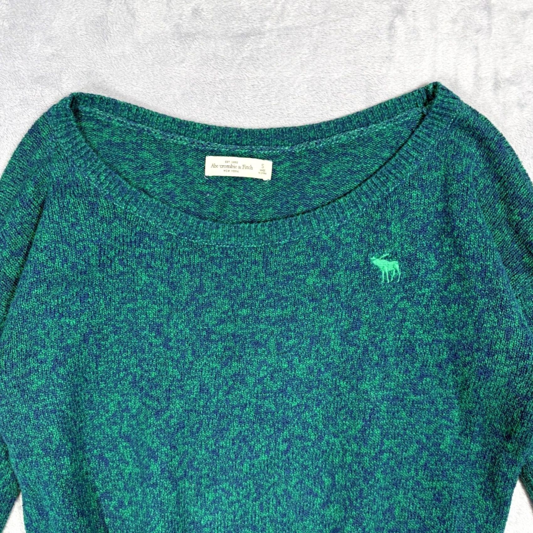 Abercrombie & Fitch VINTAGE Abercrombie Fitch Green Speckled Crewneck Sweater Womens Size S Size S / US 4 / IT 40 - 3 Thumbnail