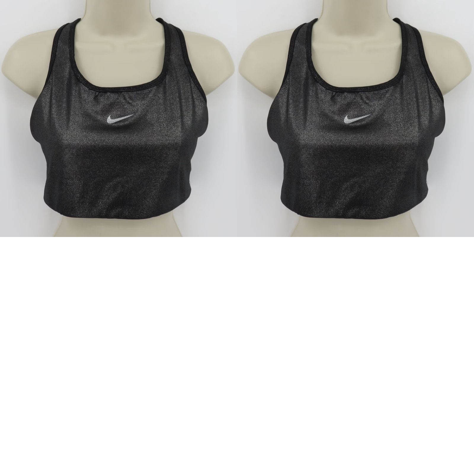 Nike Nike Dri-Fit Sports Bra Women L Black Gray Shimmer Racerback Wireless Nike Dri-FIT Bra L Womens Raceback Pullover Quick-Search Size ONE SIZE - 8 Thumbnail