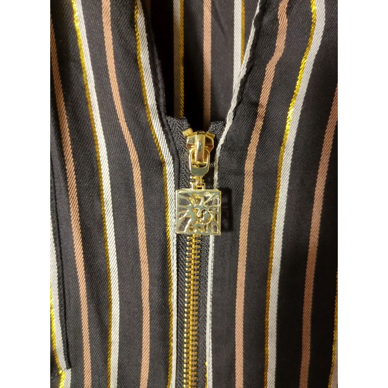 Anne Klein Anne Klein Blouse 3/4 Sleeve Full Zip Striped Multicolor Gold Accents NWT Plus 2XL Women’s Shirt Size XXL / US 16-18 / IT 52-54 - 6 Thumbnail