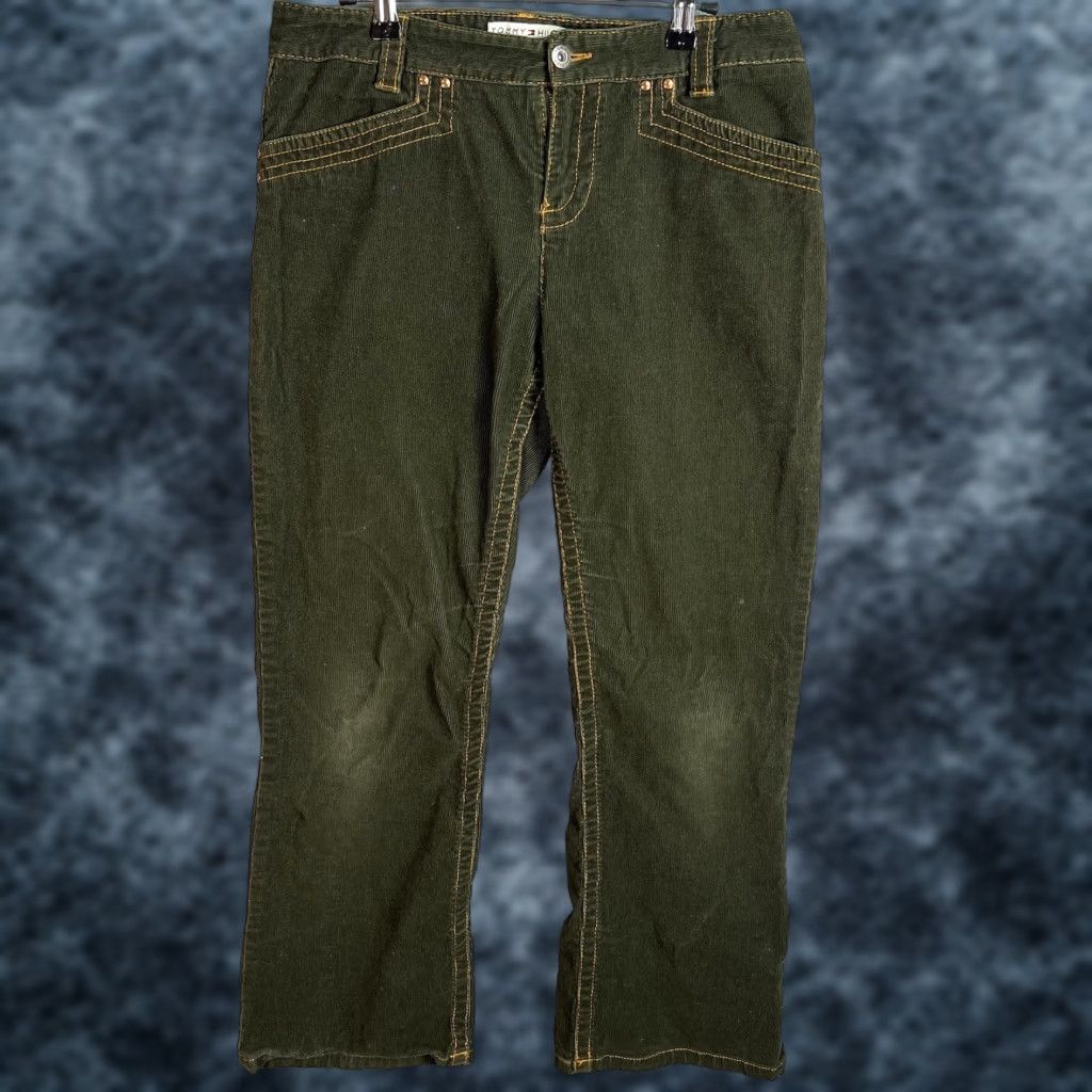 Tommy Hilfiger VINTAGE Tommy Hilfiger Women's Corduroy Pants 2000s Y2K Hipster Bootcut 10P Green Size 32" / US 10 / IT 46 - 1 Thumbnail