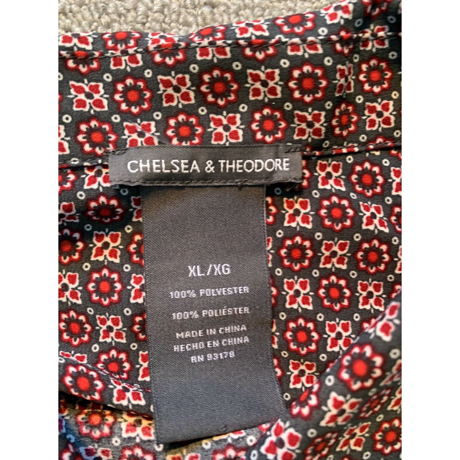 Vintage Chelsea and Theodore Top Womens XL Button-Up Floral Long Sleeve Polyester Shirt Size XL / US 12-14 / IT 48-50 - 2 Thumbnail
