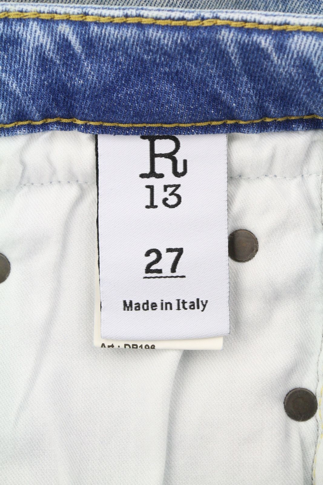 R13 BOY STRAIGHT W RIPS 27 Jasper Stretch Low Rise Blue 87167 Size 27" / US 4 / IT 40 - 8 Thumbnail