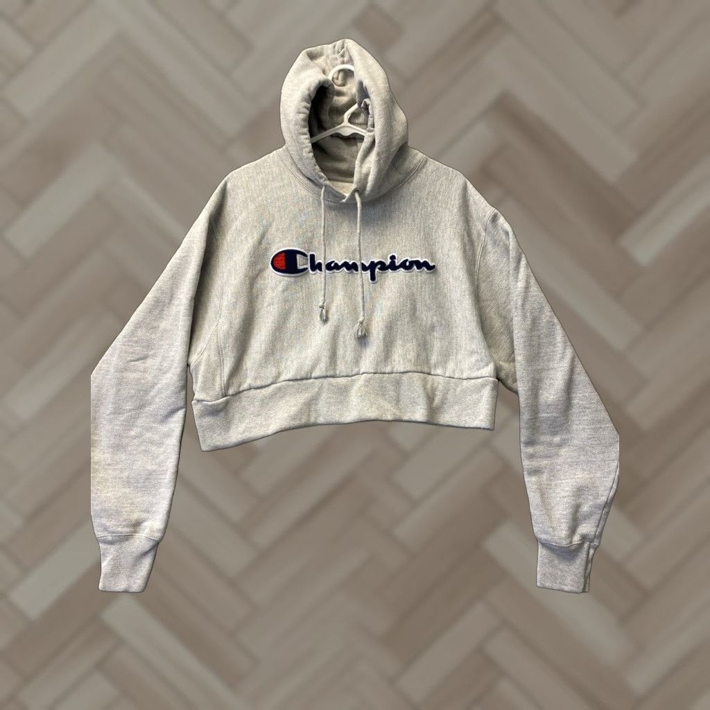 Champion VINTAGE Champion Reverse Weave Hoodie Women's L Gray Embroidered Activewear Reversible Logo Size L / US 10 / IT 46 - 1 Thumbnail