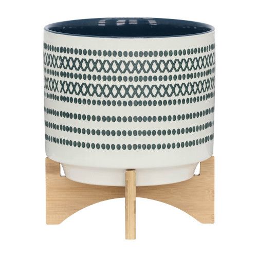 Designer × Homemade CERAMIC 10" PLANTER ON STANDW/ DOTS, BLUE Size US L / EU 52-54 / 3 - 3 Thumbnail