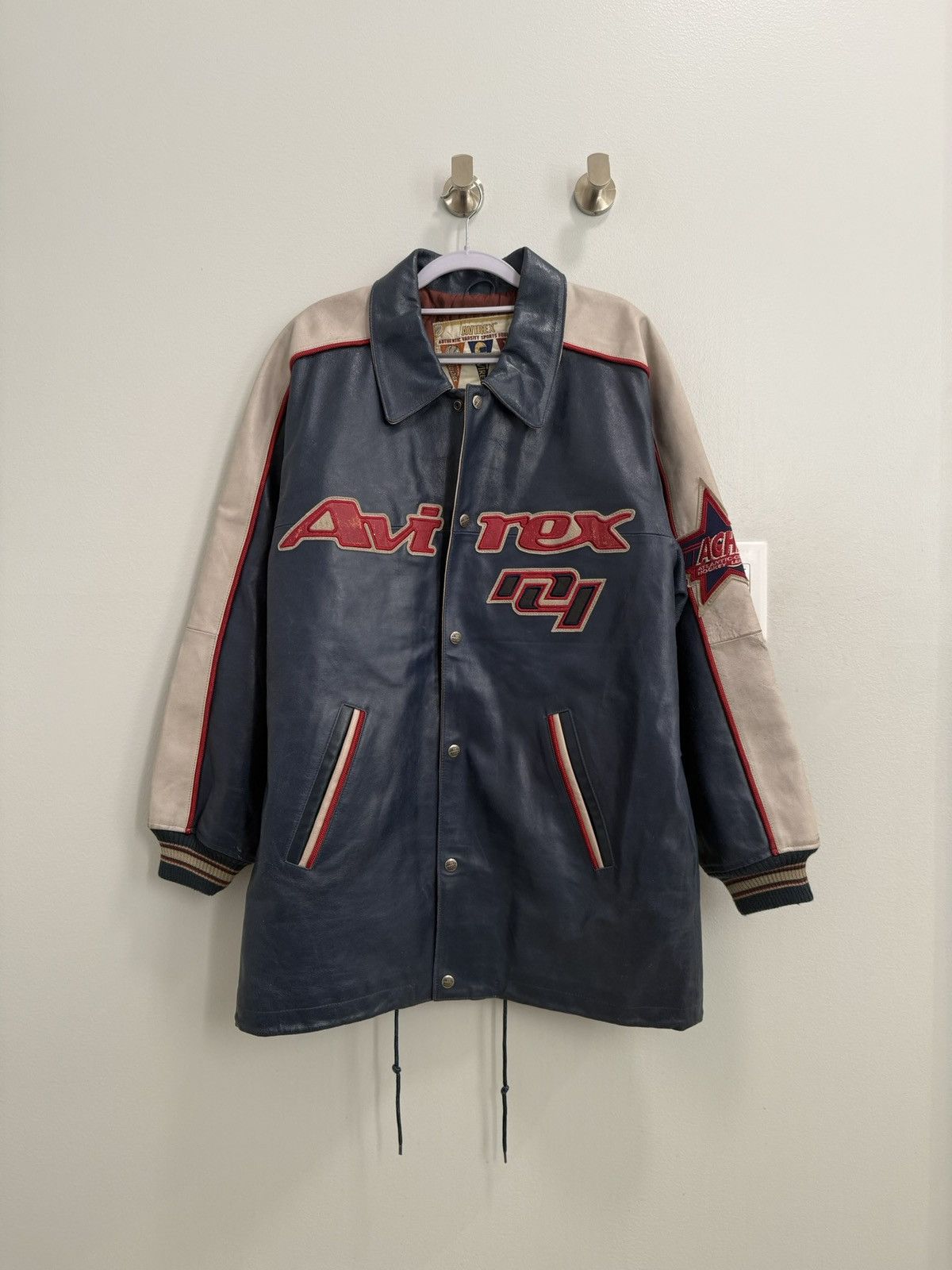 Avirex Avirex 'All Star Goalers' Navy Leather Varsity Jacket | Grailed