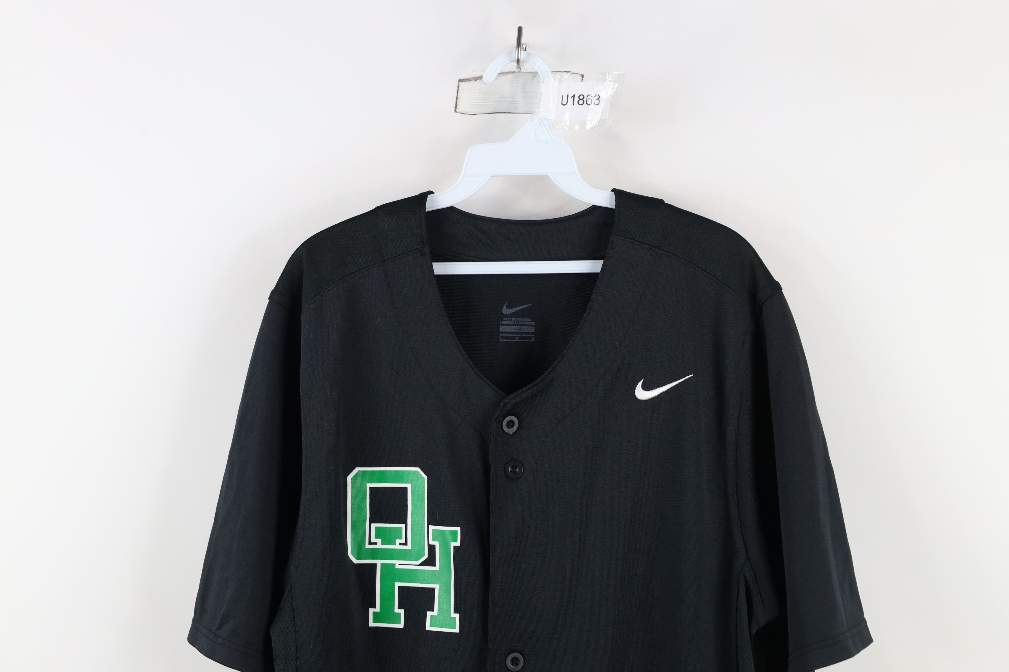 Nike × Vintage Nike Monogram Logo Baseball Jersey Shirt Black Polyester Size US L / EU 52-54 / 3 - 2 Thumbnail