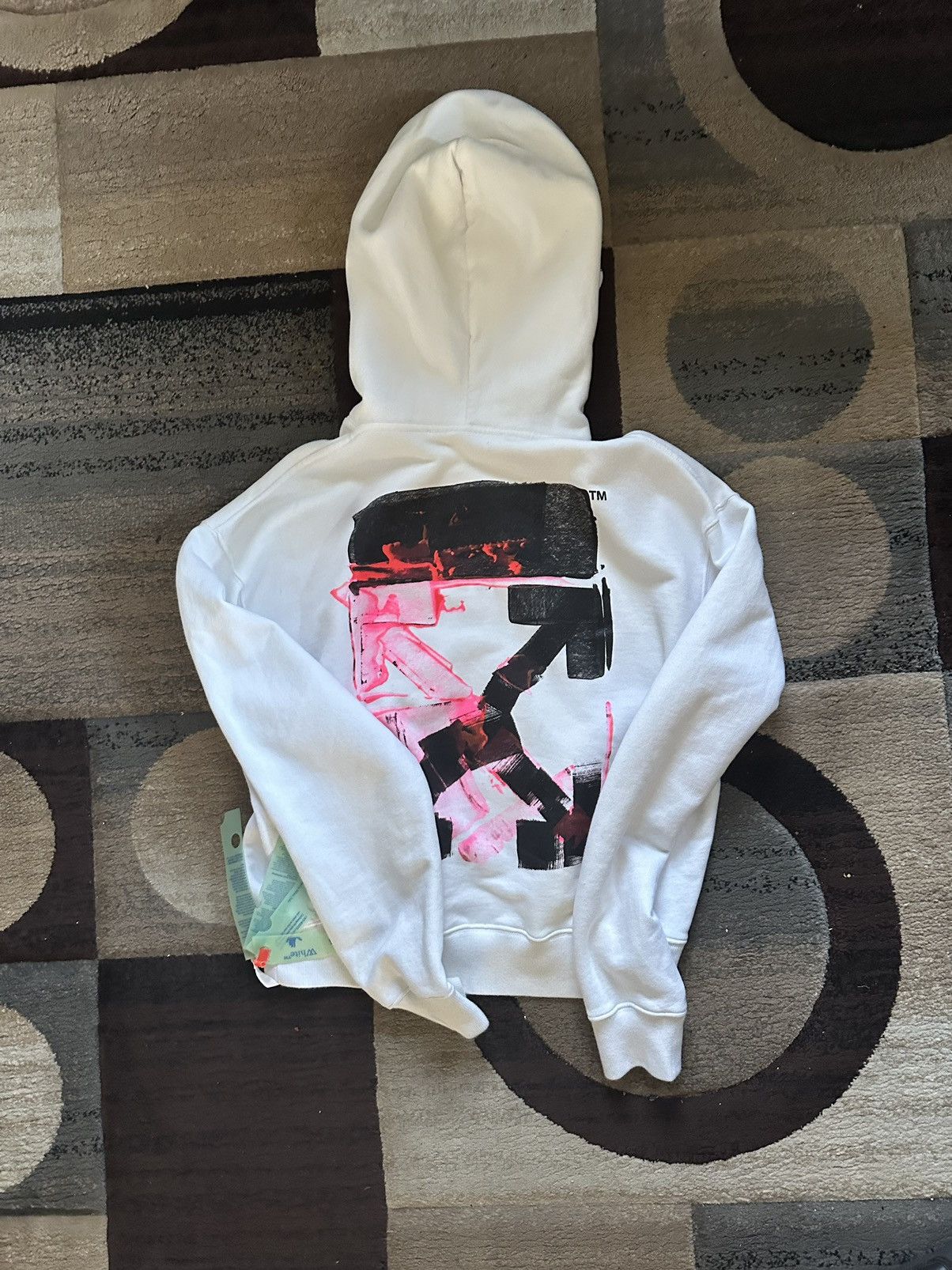 image of Off White Off-White Acrylic Arrow Logo Print Hoodie, Men's (Size Small)